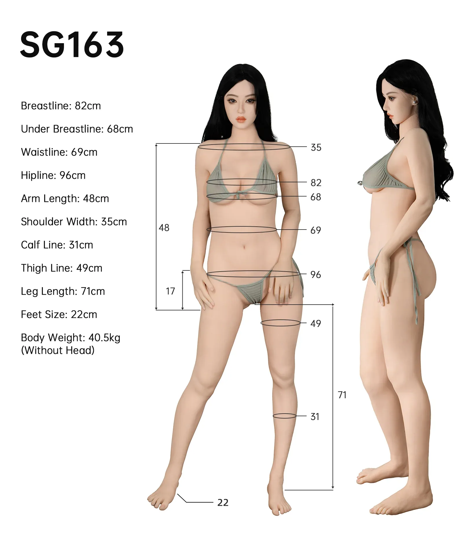 Sigafun 163cm Sex Doll_Doll Measurements