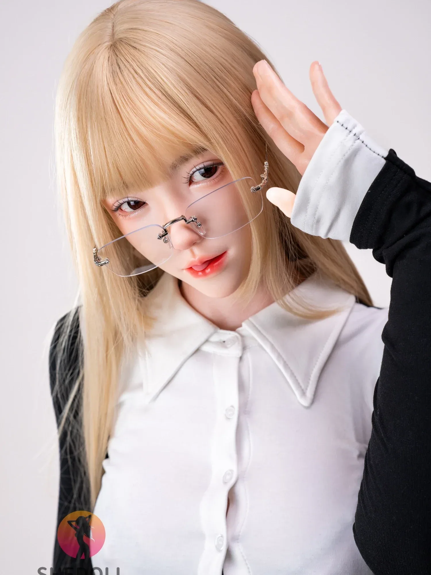 F6330—SHEDOLL Asian Silicone Sex Doll with Blond Hair, Realistic ROS, 167cm D Cup