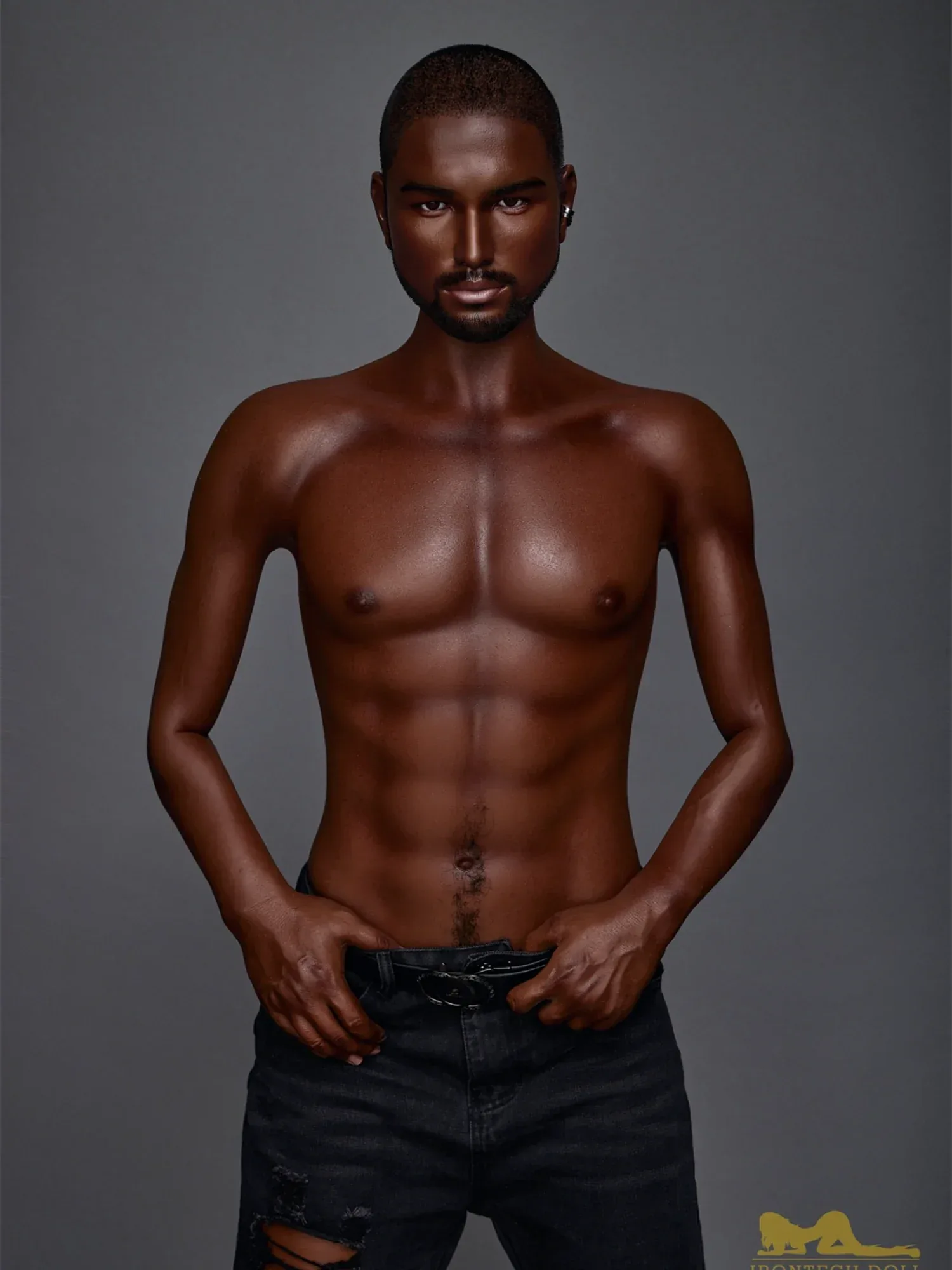 F4574-170cm\/5ft7-38kg 2026 Realistic Black Ebony Male Sex Doll with Big Dick-Muscular Tough Guy | Irontech Doll view 12