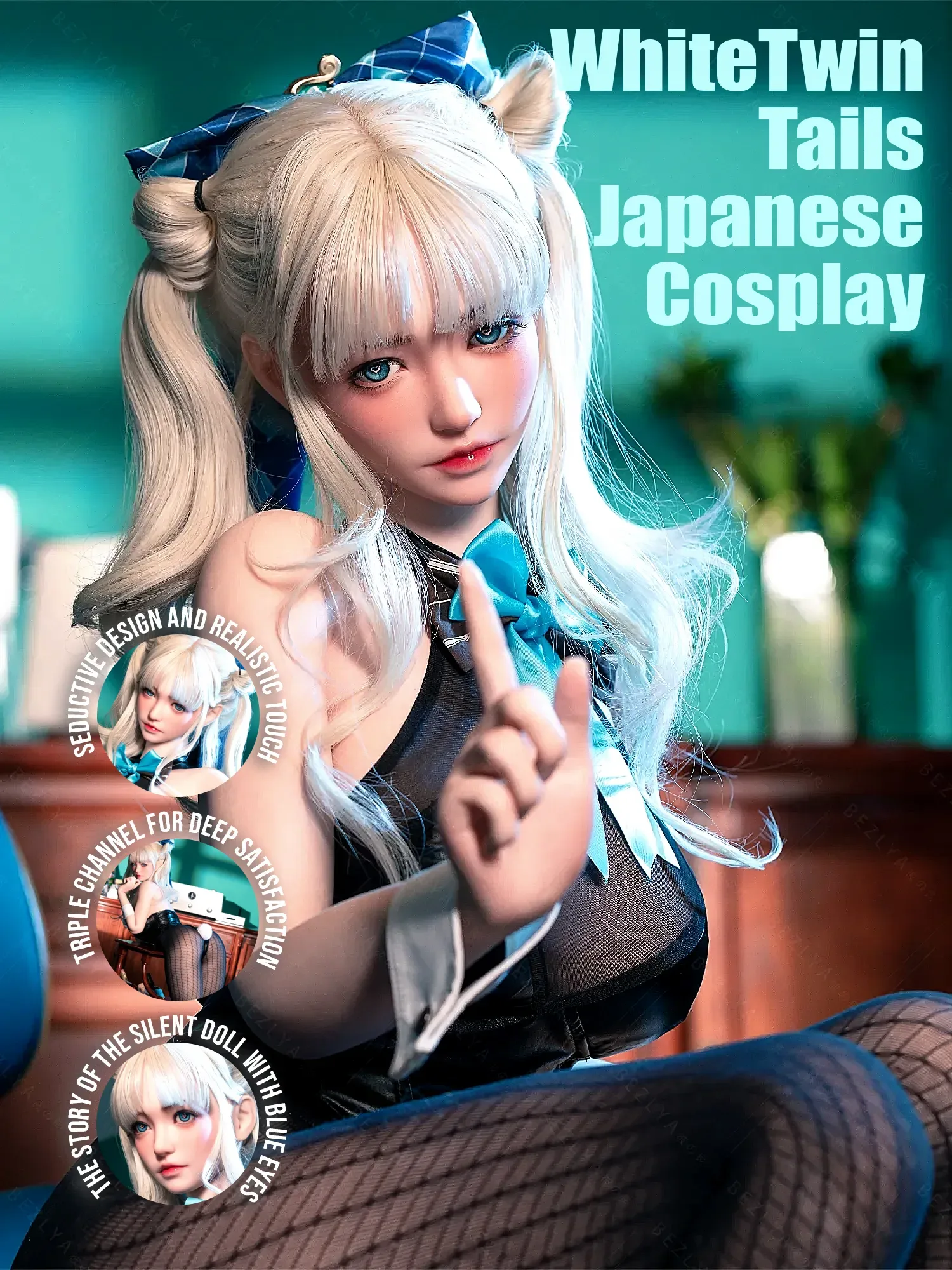 F7135-155Mcm(5.1ft)-38kg 2.2cf E Cup Mini Silicone White Twin Tails Anime Cosplay Sex Doll｜AITIA Doll