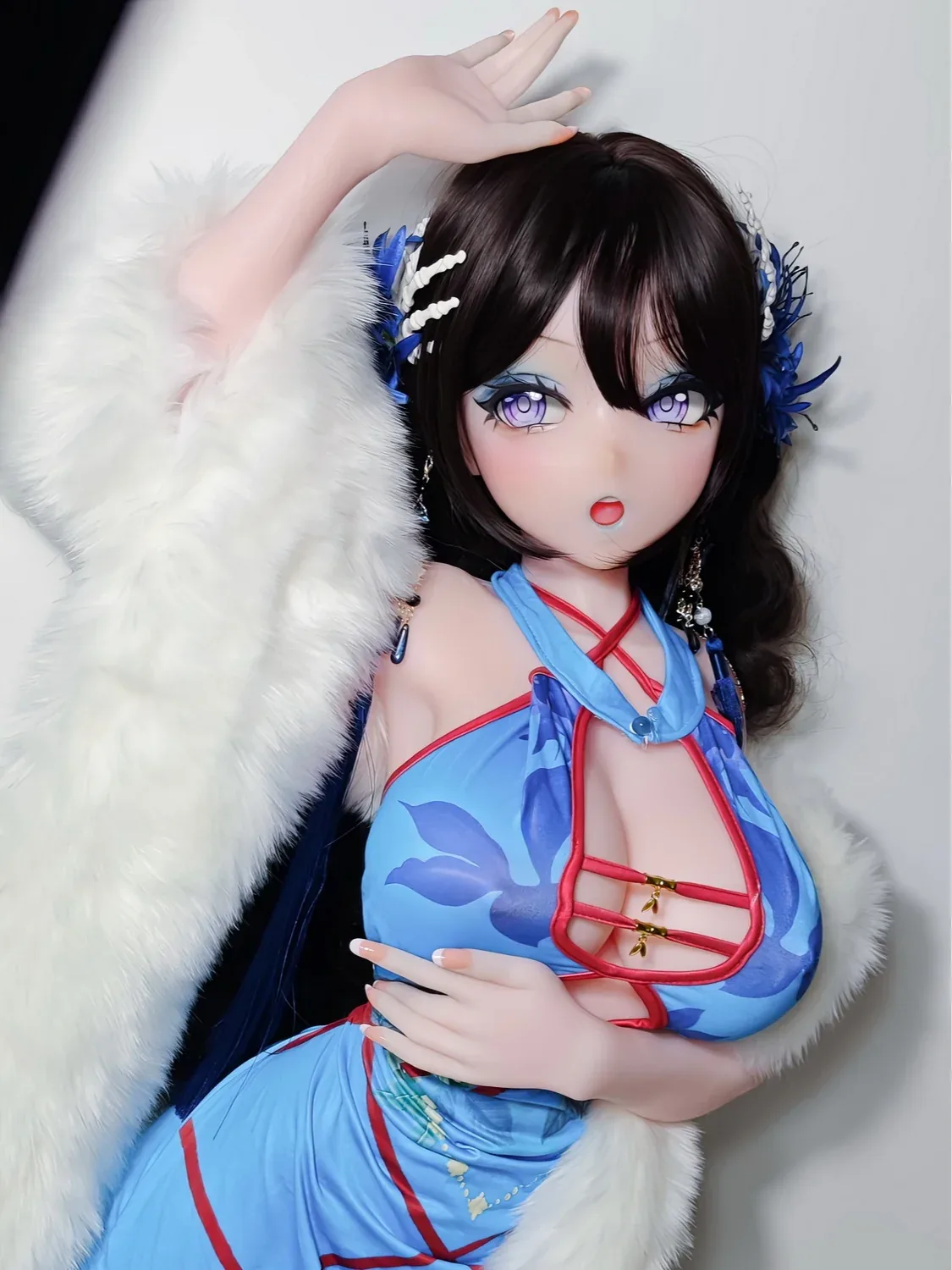 F9303-150cm\/5ft-27.5kg Silicone Head Anime Futa Sex Doll with 7 Detachable Styles Penis | Elsa Babe