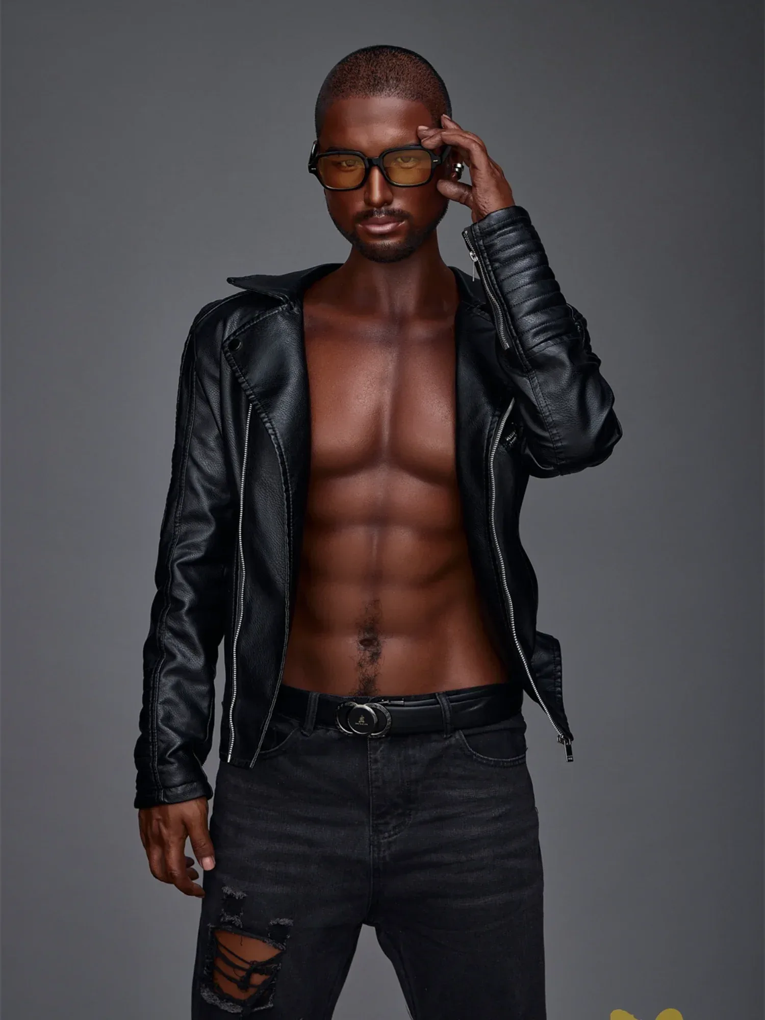F4574-170cm\/5ft7-38kg 2026 Realistic Black Ebony Male Sex Doll with Big Dick-Muscular Tough Guy | Irontech Doll view 7
