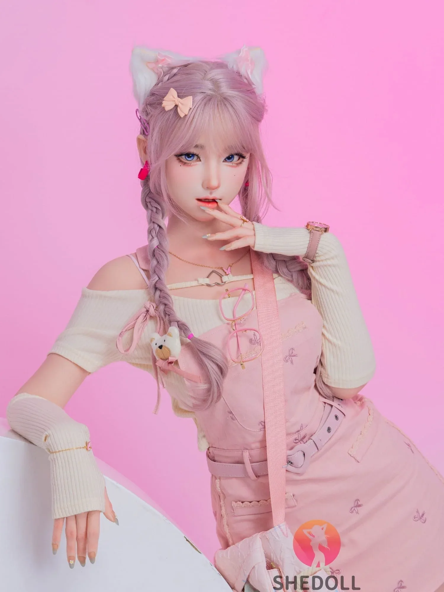 F6064—168cm\/5ft5-47kg D Cup Realistic Pink-Haired Anime Cat Japanese Sex Doll with Lifelike Silicone Skin \u0026 Multiple Pleasure Channels | SHEDOLL view 4