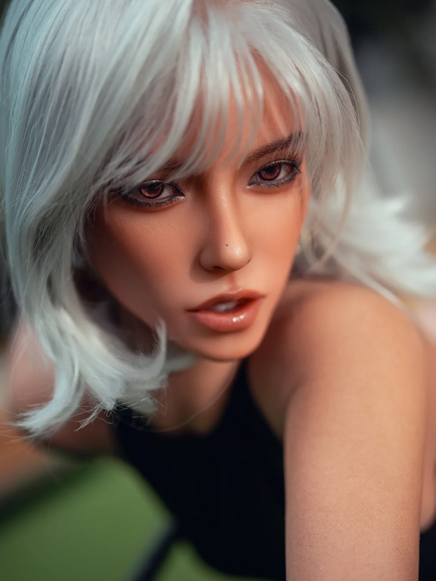 F7628-164cm(5.4ft) 36kg D Cup Realistic Movable Jaw Head+TPE Body Sex Doll Black丨SY Doll view 9