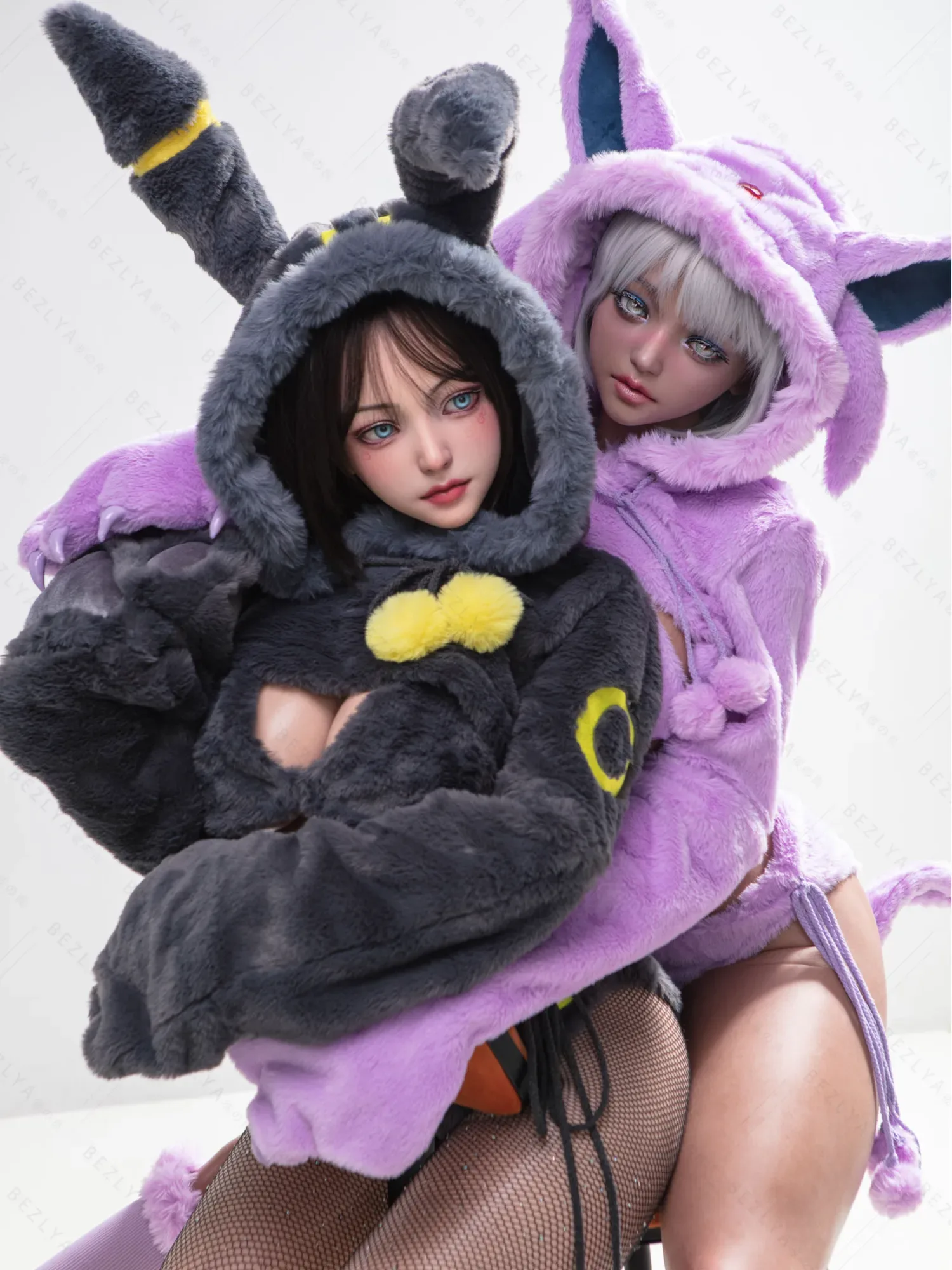 F5935-155Mcm(5.1ft)-38kg 2.2cf E Cup Sex Doll with Black and Yellow Plush Ears – Realistic Silicone Anime Bunny Girl for Adults|AITIA Doll view 9