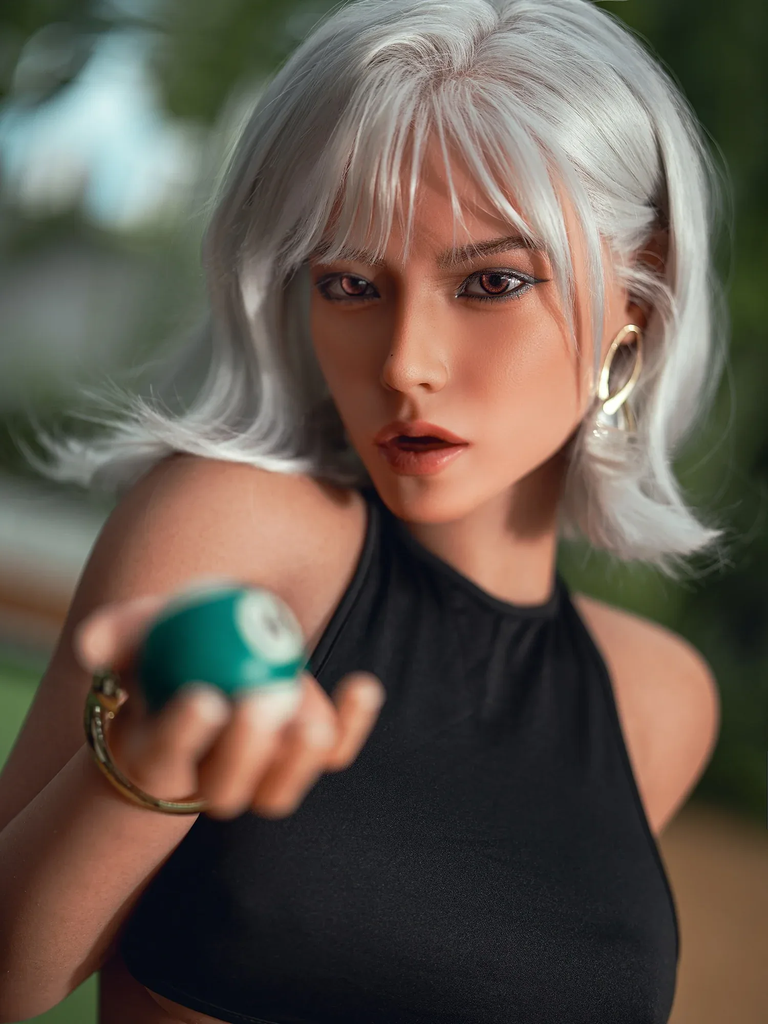 F7628-164cm(5.4ft) 36kg D Cup Realistic Movable Jaw Head+TPE Body Sex Doll Black丨SY Doll view 3