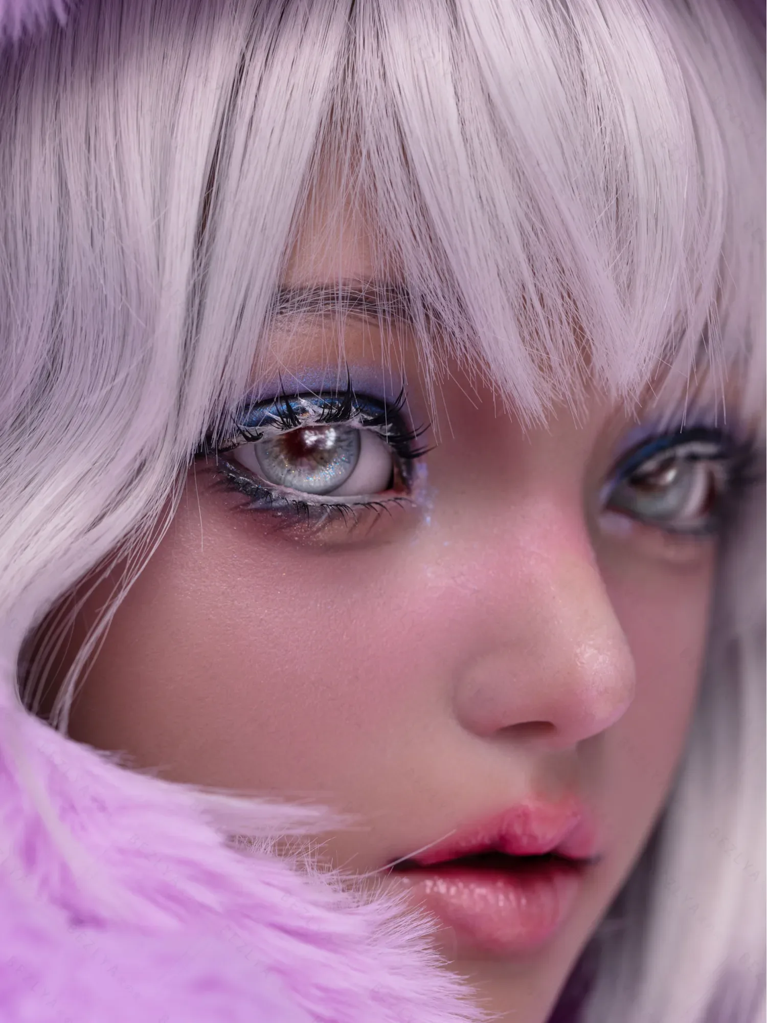 F5936-155Mcm(5.1ft)-38kg 2.2cf E Cup Sex Doll in Purple Plush Cat Costume – Realistic Silicone Anime Catgirl Doll for Adults|AITIA Doll view 9
