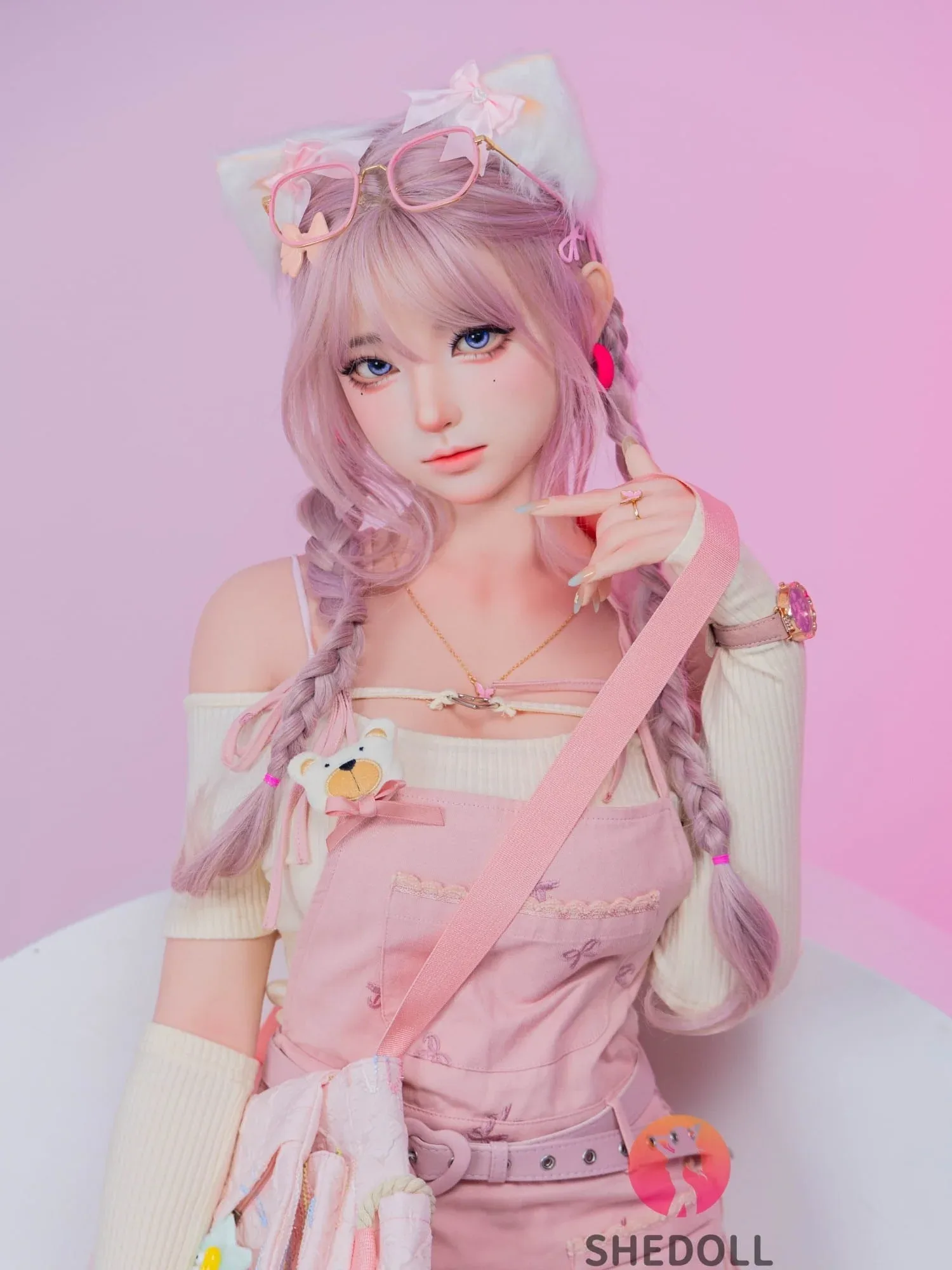F6064—168cm\/5ft5-47kg D Cup Realistic Pink-Haired Anime Cat Japanese Sex Doll with Lifelike Silicone Skin \u0026 Multiple Pleasure Channels | SHEDOLL view 11