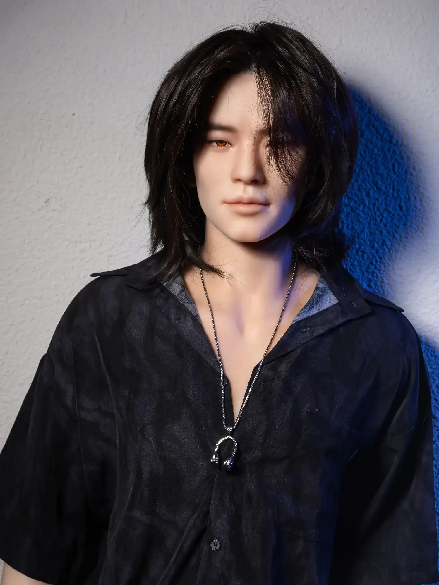 F4614-177cm\/5ft10-55kg Sex Doll Femboy with Long Black Hair Silicone Head - Qita doll view 7