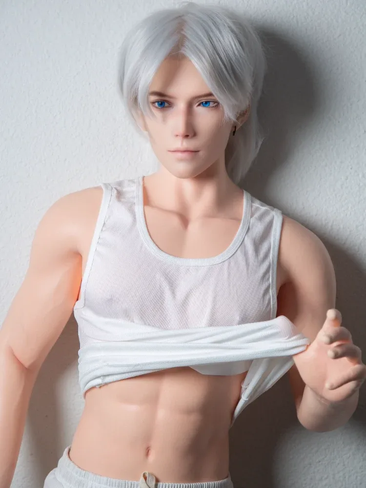 F7671-185cm\/6ft1-41kg Silicone Realistic Big Dick Male Sex Doll Shen Mo with 8.27in penis\u0026Implanted Hair | Qita doll view 3