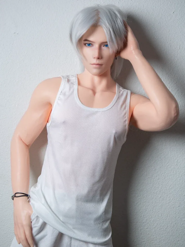 F7671-185cm\/6ft1-41kg Silicone Realistic Big Dick Male Sex Doll Shen Mo with 8.27in penis\u0026Implanted Hair | Qita doll view 6