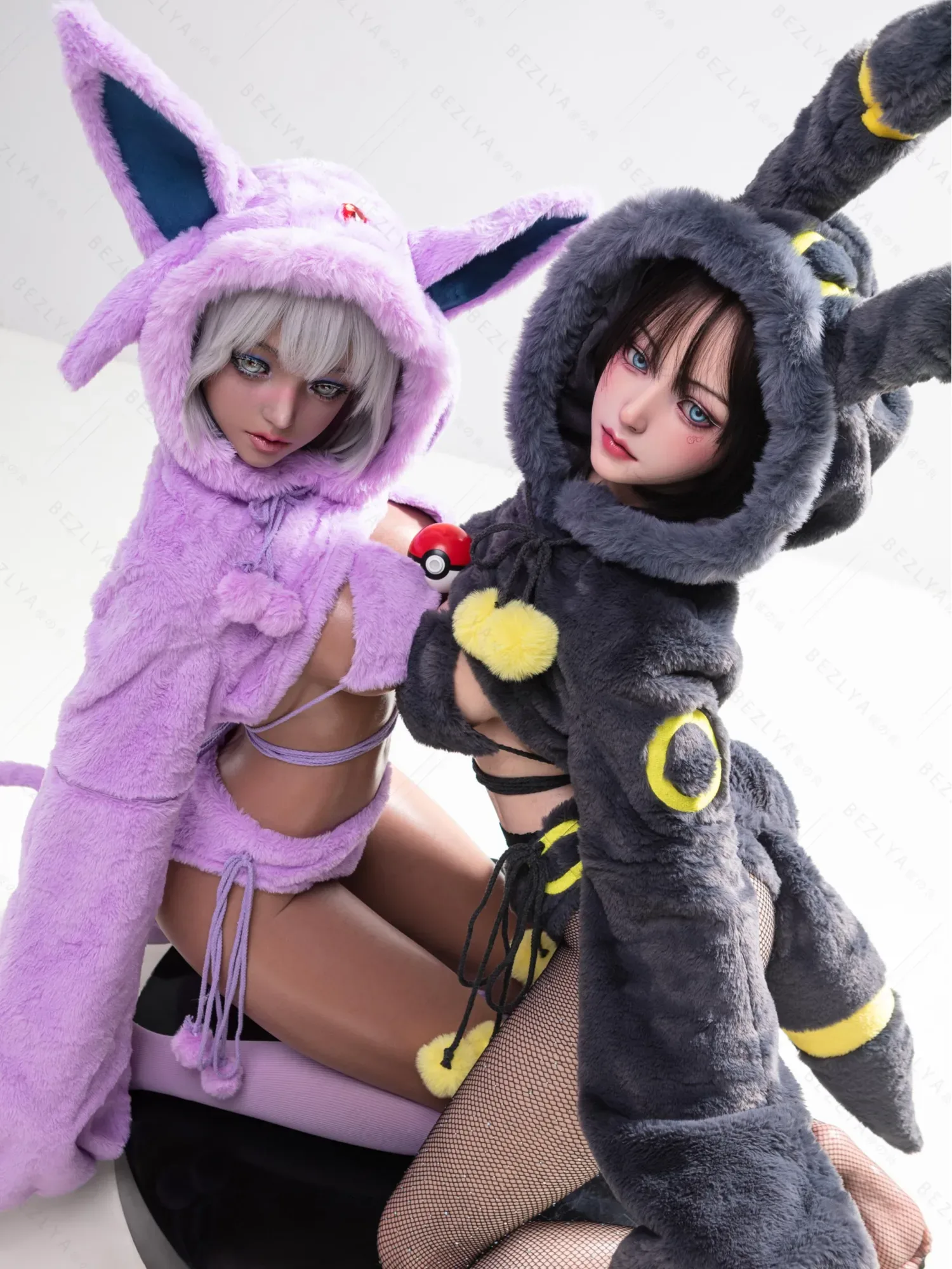 F5935-155Mcm(5.1ft)-38kg 2.2cf E Cup Sex Doll with Black and Yellow Plush Ears – Realistic Silicone Anime Bunny Girl for Adults|AITIA Doll view 7