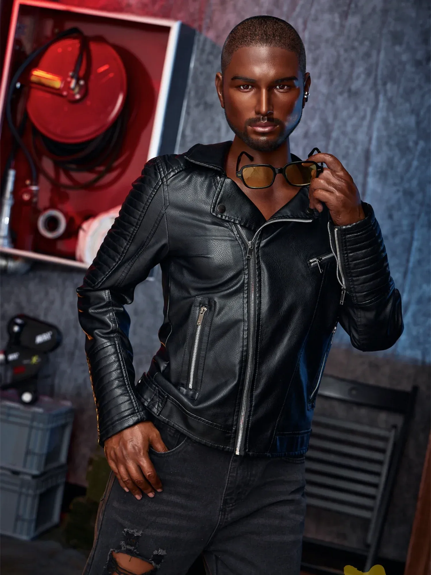 F4574-170cm\/5ft7-38kg 2026 Realistic Black Ebony Male Sex Doll with Big Dick-Muscular Tough Guy | Irontech Doll view 5