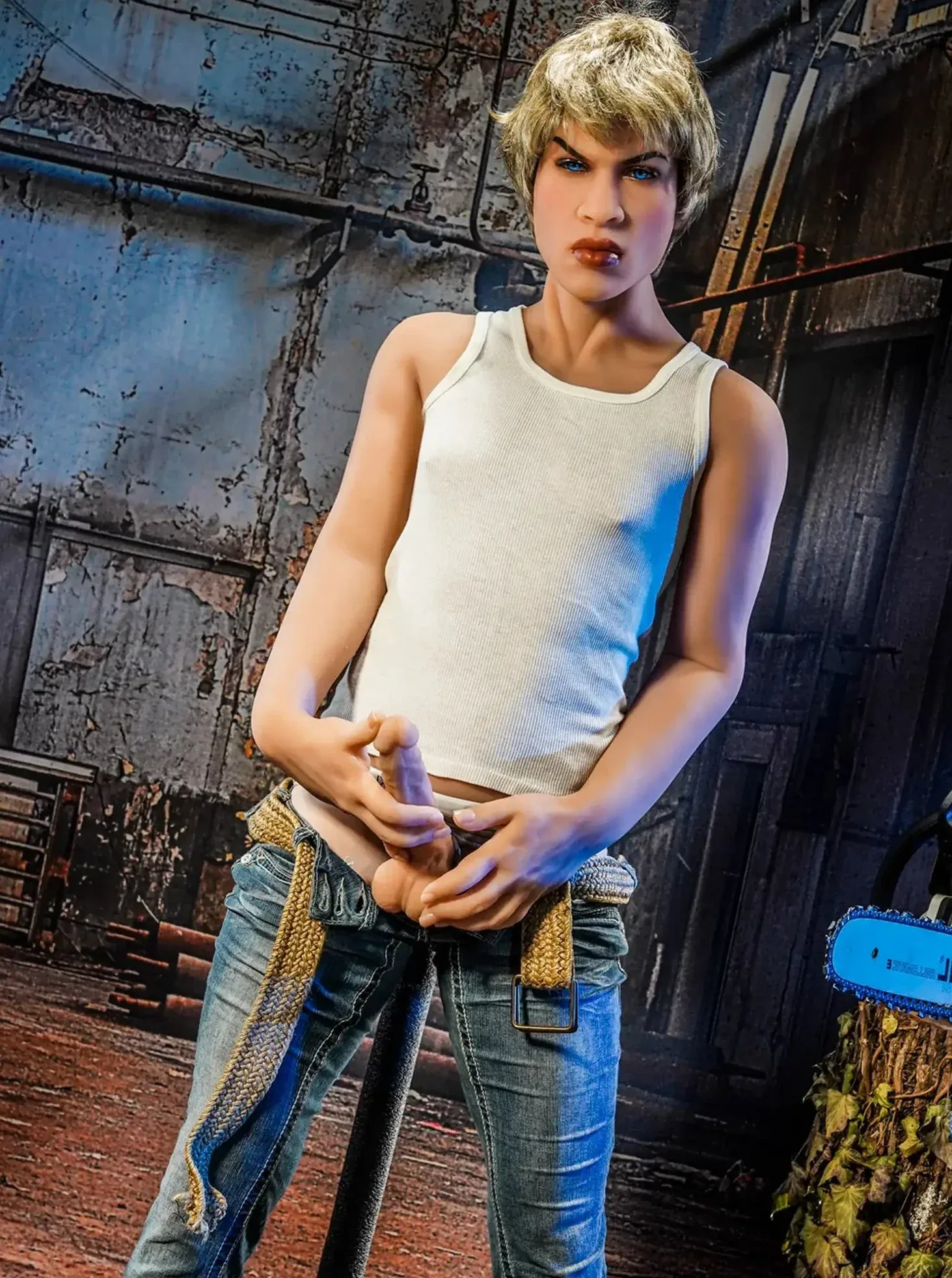 F3879-167cm\/5ft5-47kg Blond Boy W Sexy Thick Lips TPE British Male Femboy Sex Doll | HR Doll view 7