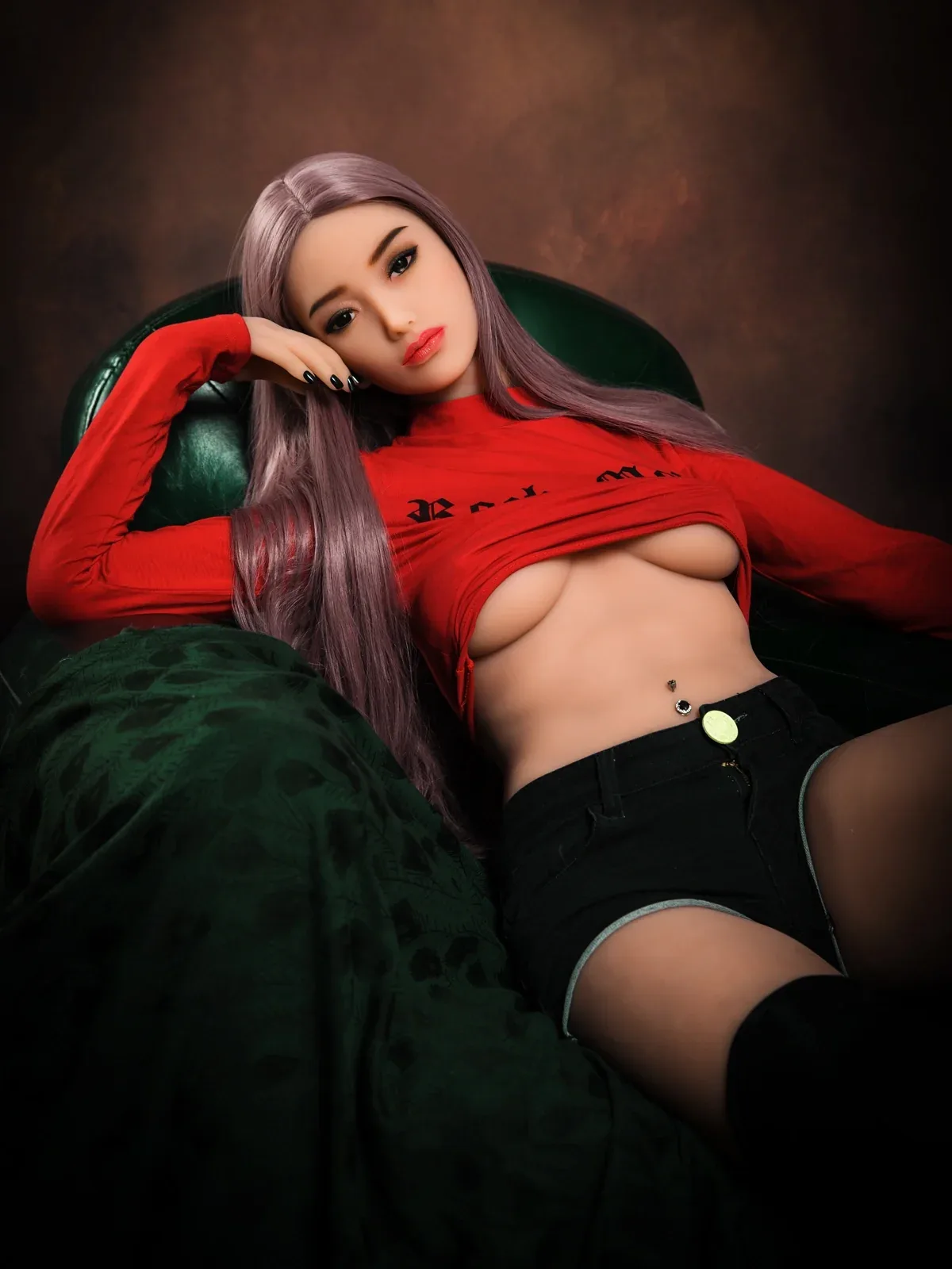 F3818-158cm\/5ft2 39kg B Cup Lilac Hair TPE Sex Doll | HR Doll view 2