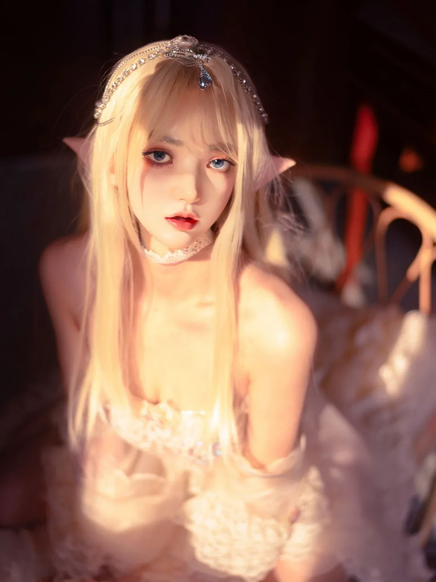 F6122-150cm\/4ft9 29kg A Cup ROS Flat Chested Movable Jaw ELF Silicone Small Alien Sex Doll | SY Doll view 6