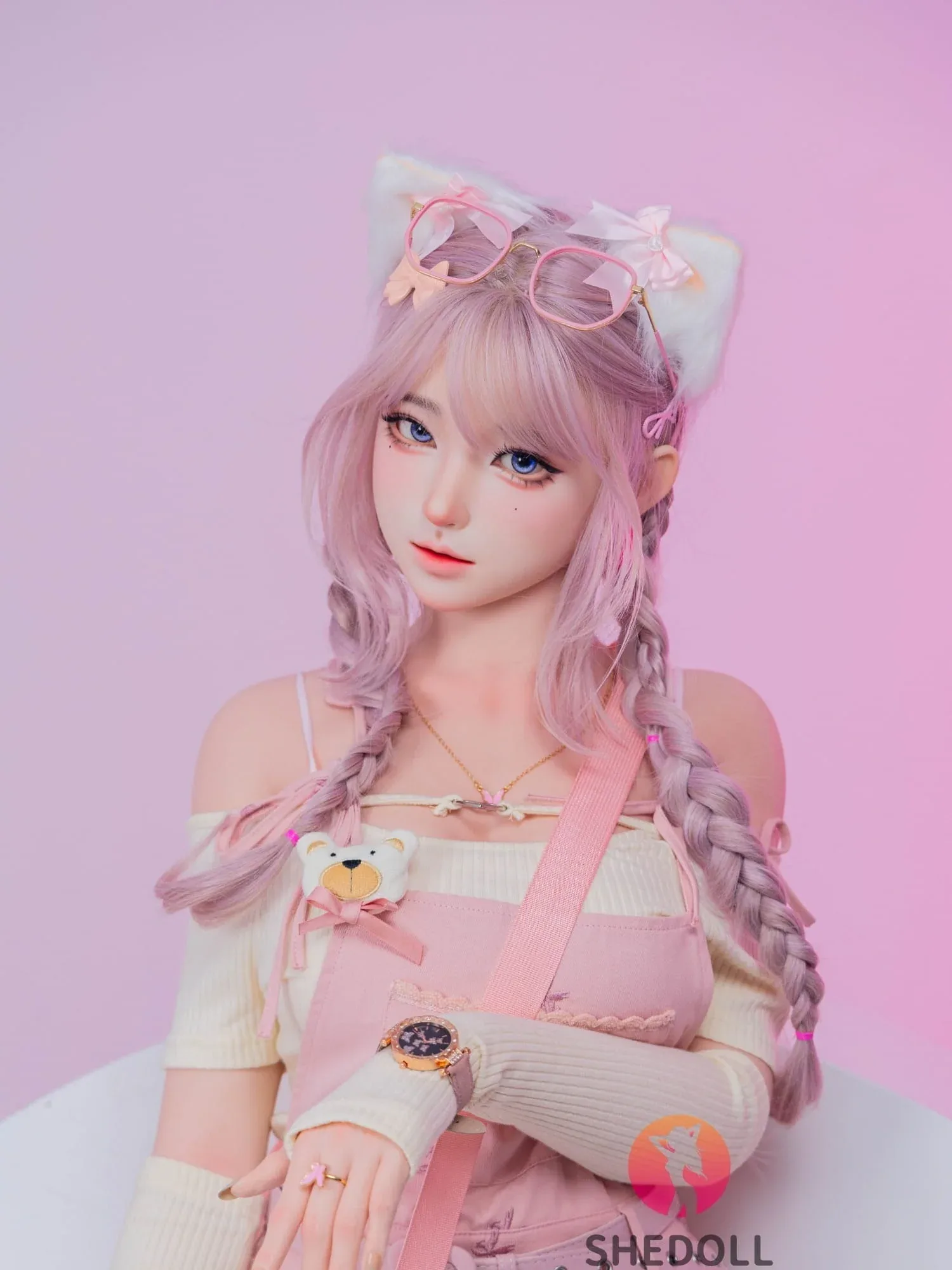 F6064—168cm\/5ft5-47kg D Cup Realistic Pink-Haired Anime Cat Japanese Sex Doll with Lifelike Silicone Skin \u0026 Multiple Pleasure Channels | SHEDOLL view 10