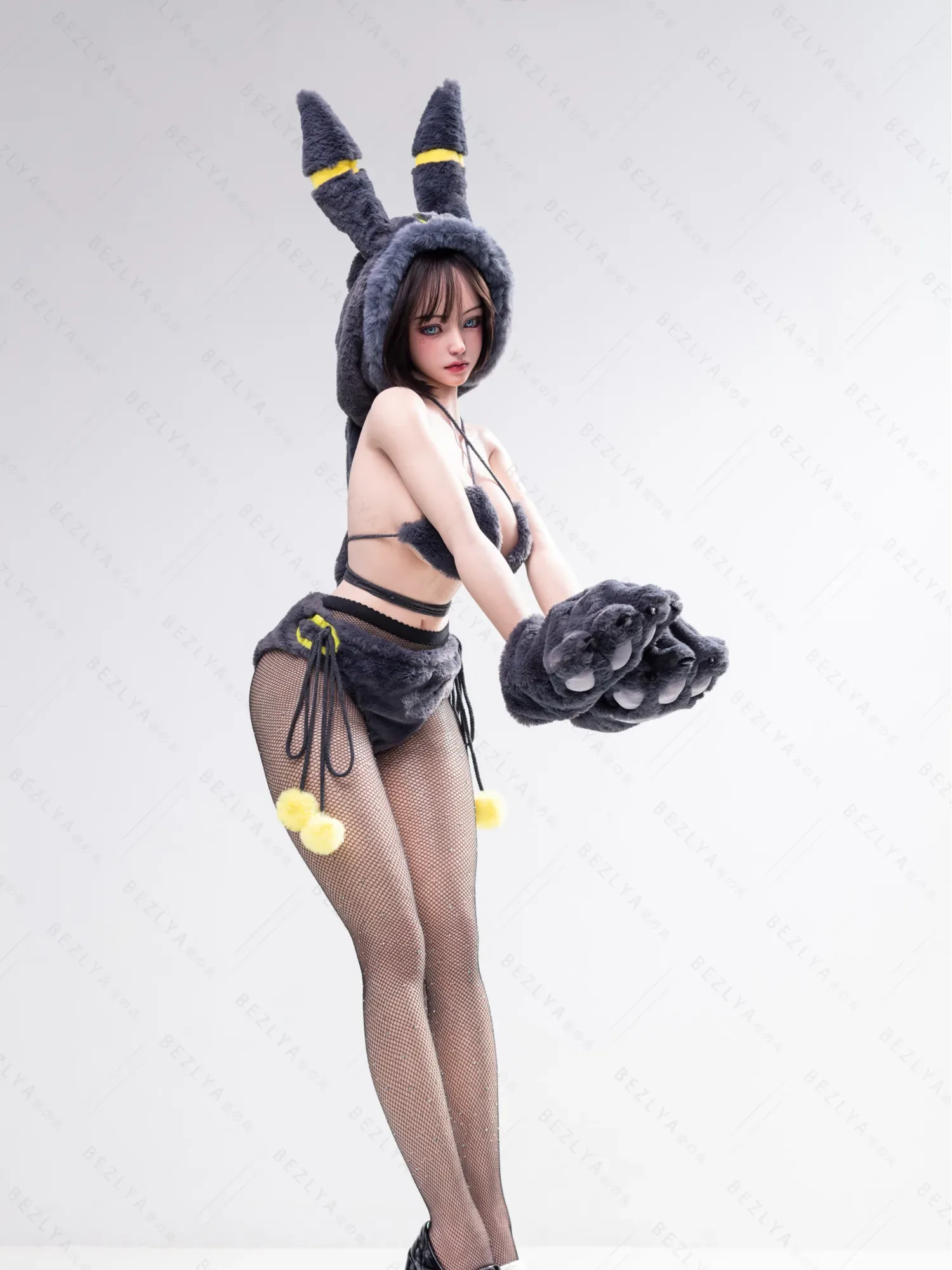 F5935-155Mcm(5.1ft)-38kg 2.2cf E Cup Sex Doll with Black and Yellow Plush Ears – Realistic Silicone Anime Bunny Girl for Adults|AITIA Doll view 4