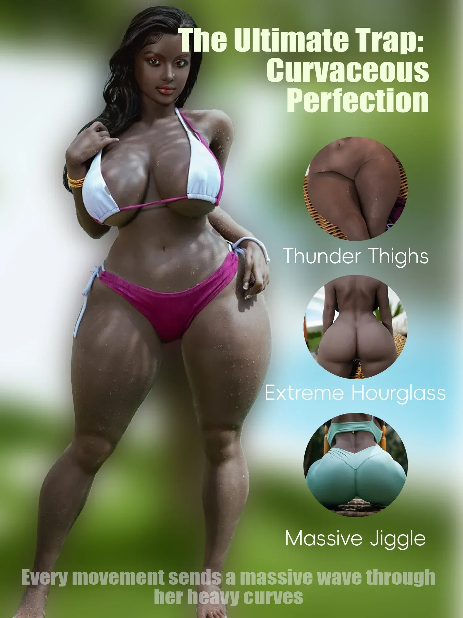 F7626- 163cm(5.3ft)-E Cup Great Huge Butt TPE Body+Silicone Head Black BBW Sex Doll For Men丨SY Doll