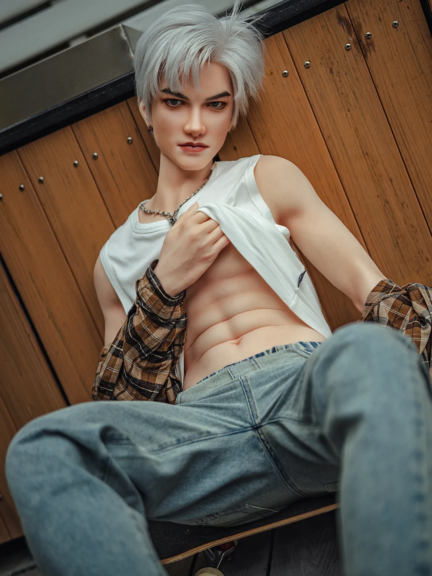 F7619-162cm\/5ft3 42.5kg 2026 Realistic 162cm Silicone Male Sex Doll with 5.9in Vibrating Dildo | SY Doll