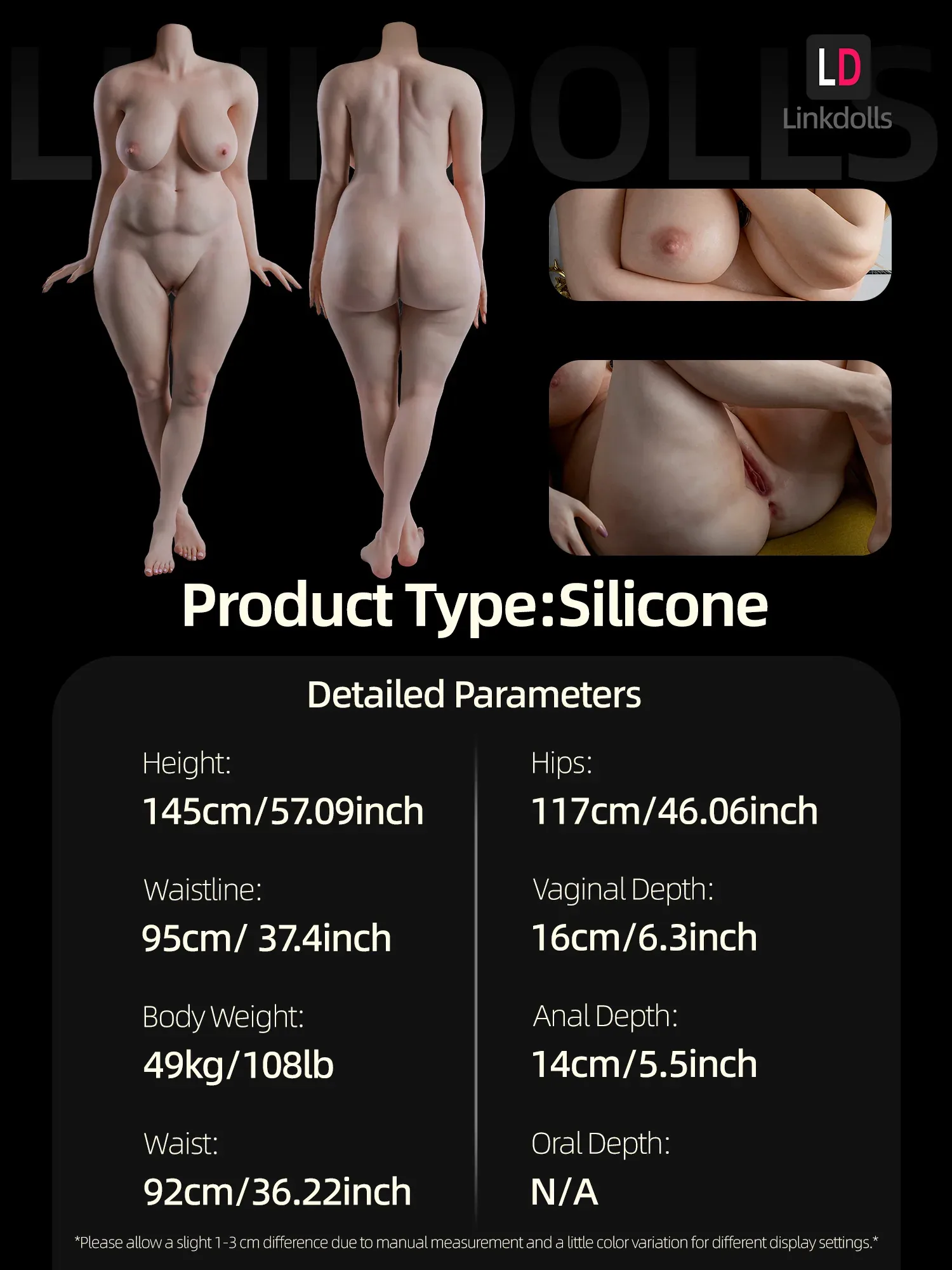 F4874-162cm\/5ft4-49kg F Cup Chubby Silicone SSBBW Sex Doll Body | Irontech Doll