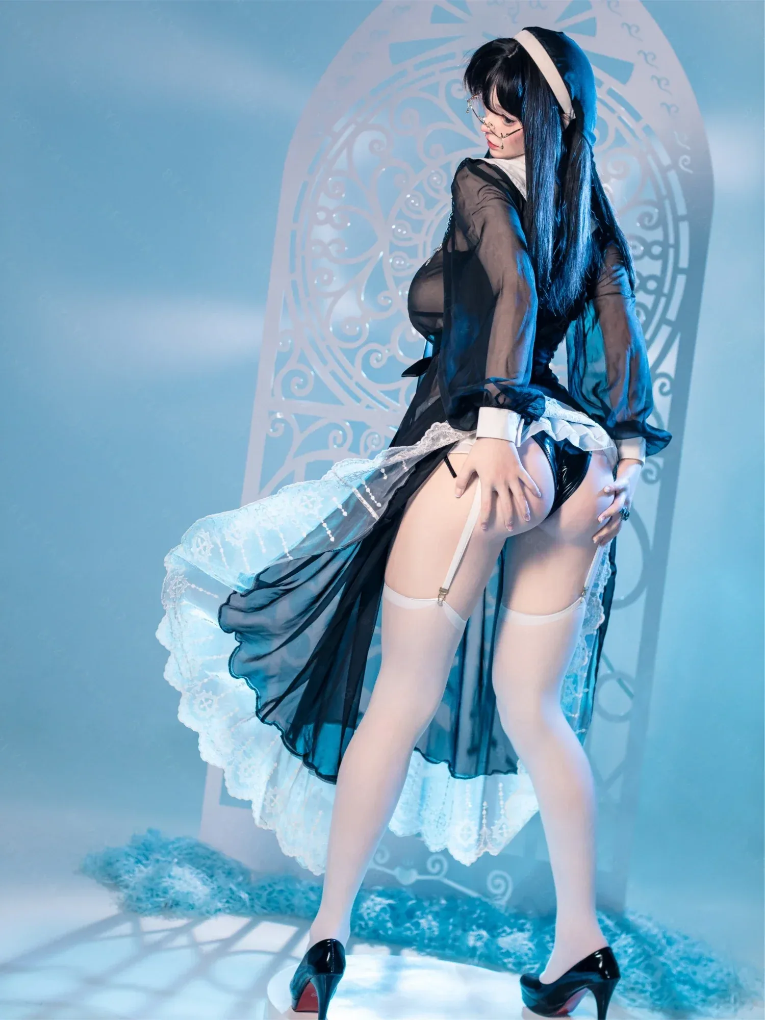 F7152-168cm(5.6ft)-42.5kg 2.2u E Cup Japanese Cosplay Sex Doll Naughty Nun Style With Glasses Realistic Silicone Body With 3 Love Holes｜AITIA Doll view 8