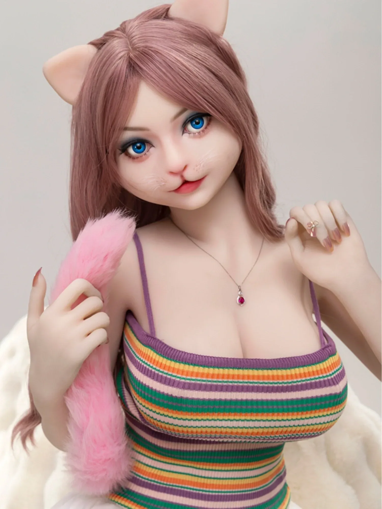 F7067-156cm\/5ft1-32kg E Cup Ultra-Realistic Furry Sex Doll with Animal Earsy Silicon Head TPE Body｜Doll Castle
