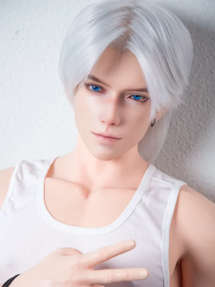 F7671-185cm\/6ft1-41kg Silicone Realistic Big Dick Male Sex Doll Shen Mo with 8.27in penis\u0026Implanted Hair | Qita doll view 12