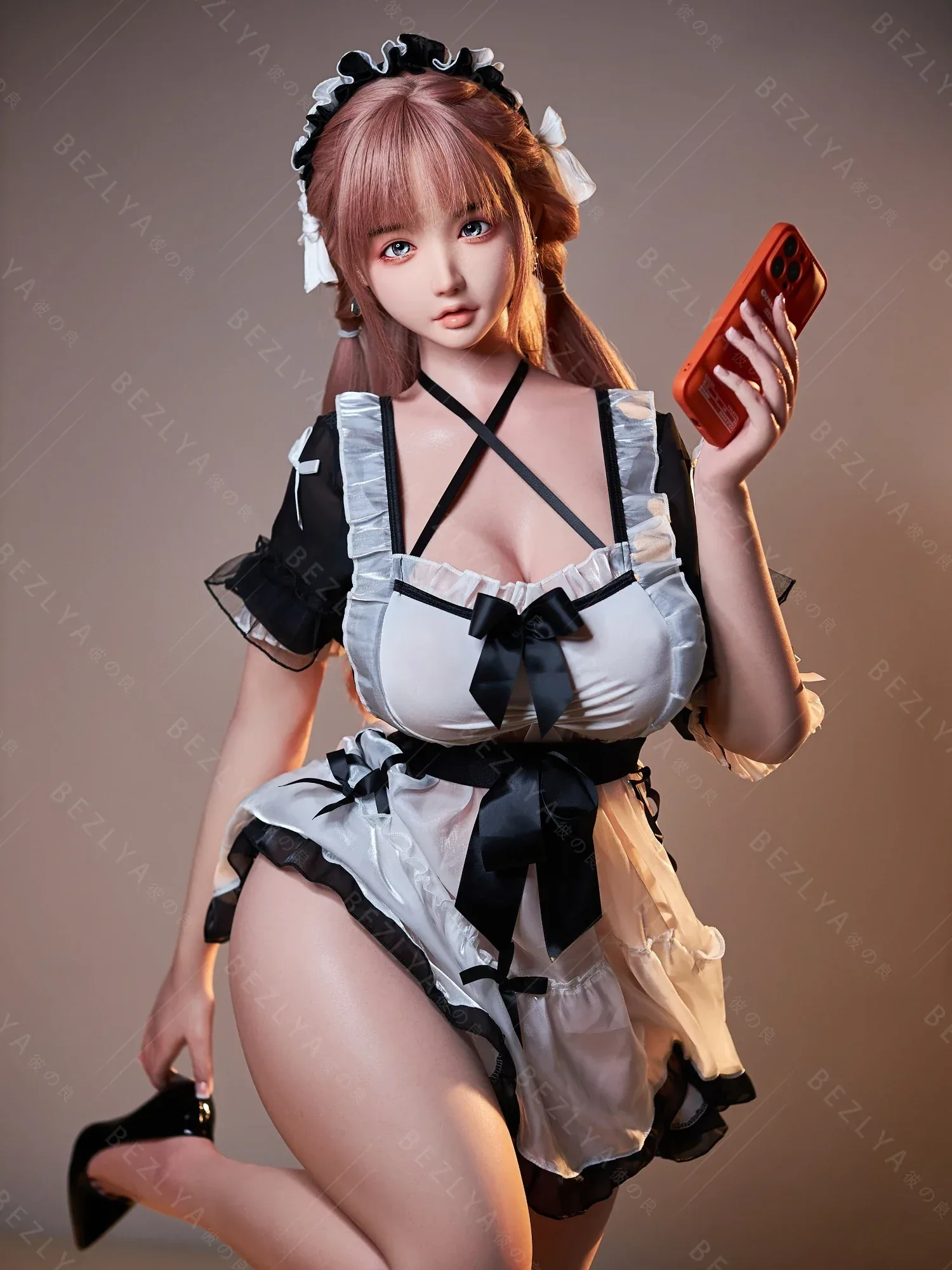 F7138-155cm(5.12ft)-34.5kg 2.1 I Cup Pink Twin Tails Maid Style Japanese Silicone Japanese Cosplay Sex Doll With 3 Love Holes Young Sex Doll｜Bezlya Doll view 1