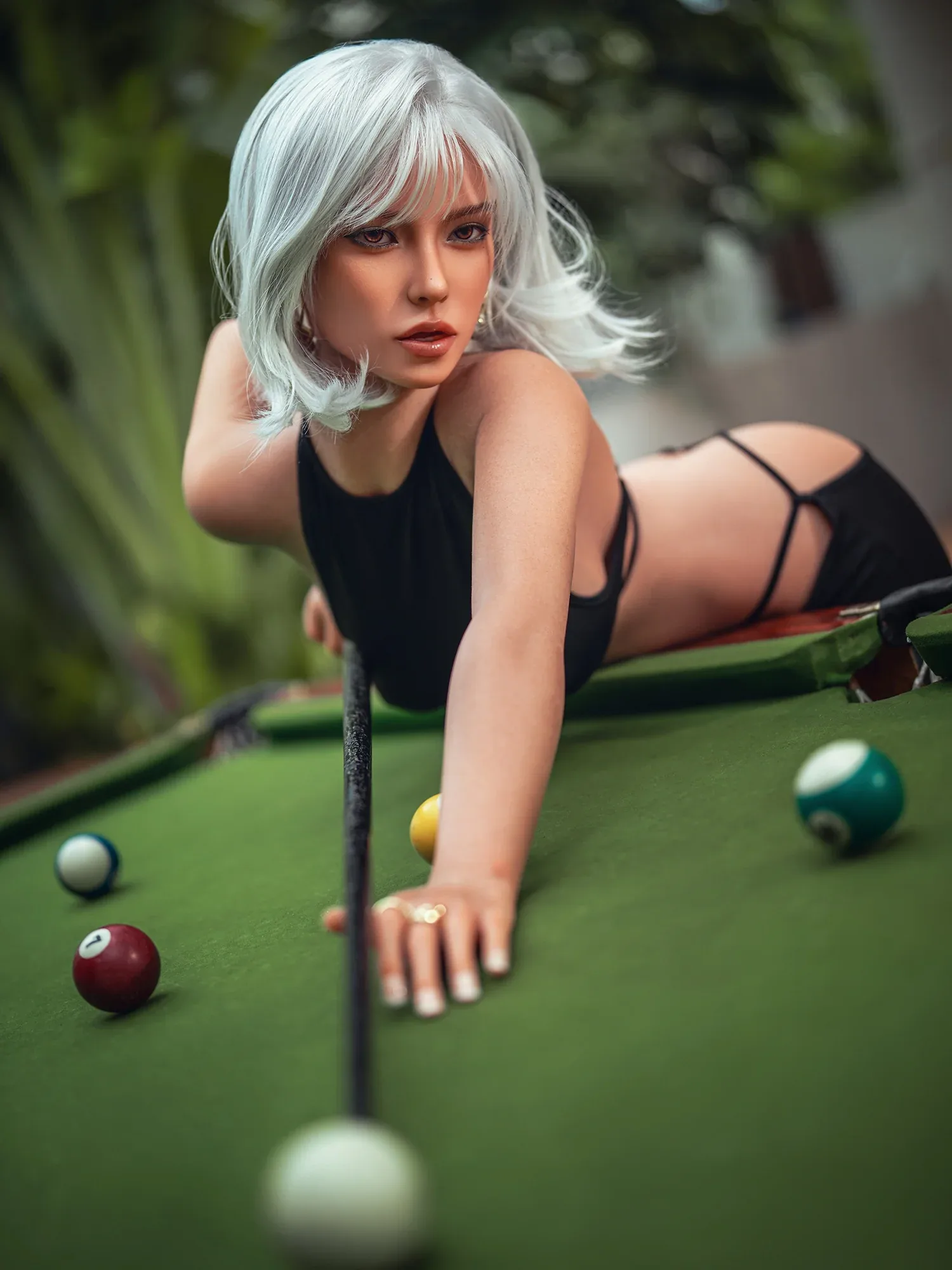 F7628-164cm(5.4ft) 36kg D Cup Realistic Movable Jaw Head+TPE Body Sex Doll Black丨SY Doll view 8