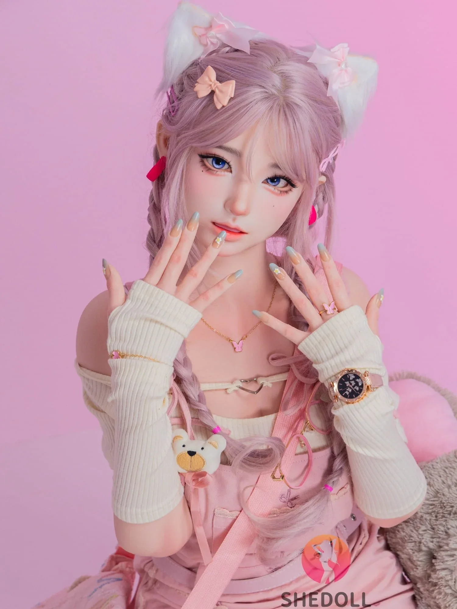 F6064—168cm\/5ft5-47kg D Cup Realistic Pink-Haired Anime Cat Japanese Sex Doll with Lifelike Silicone Skin \u0026 Multiple Pleasure Channels | SHEDOLL view 7