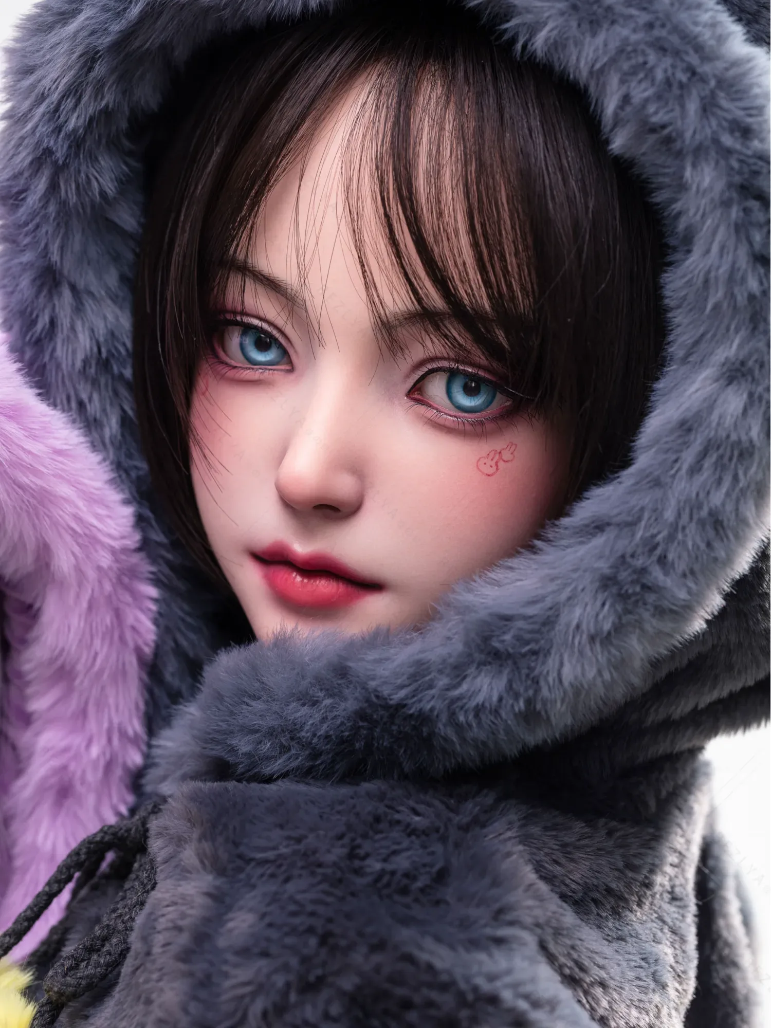 F5935-155Mcm(5.1ft)-38kg 2.2cf E Cup Sex Doll with Black and Yellow Plush Ears – Realistic Silicone Anime Bunny Girl for Adults|AITIA Doll view 5