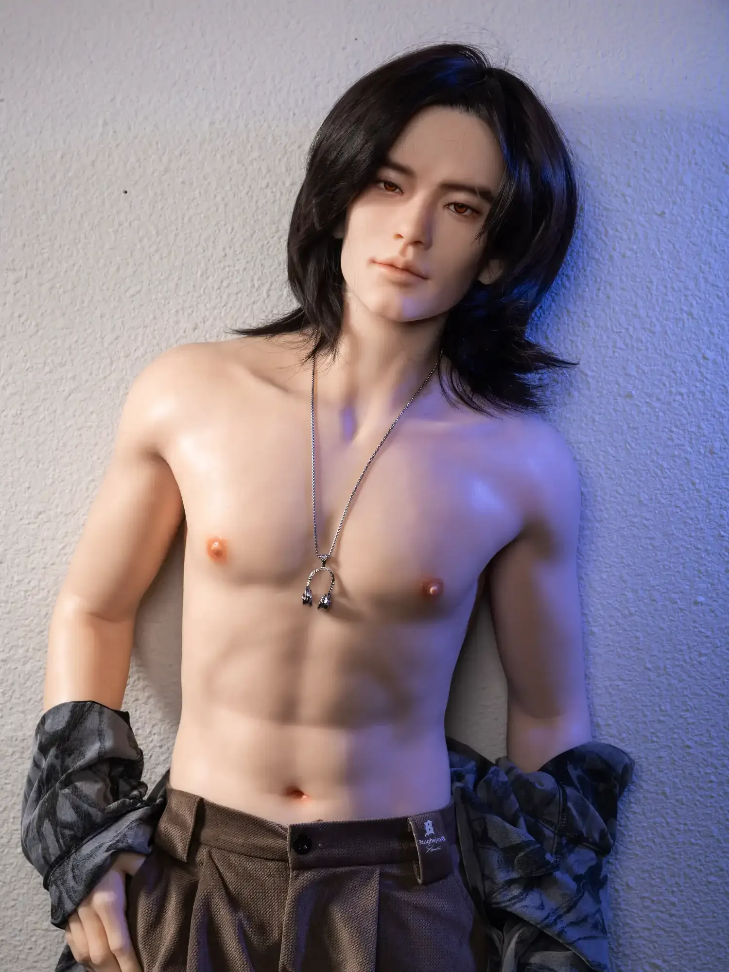 F4614-177cm\/5ft10-55kg Sex Doll Femboy with Long Black Hair Silicone Head - Qita doll view 6