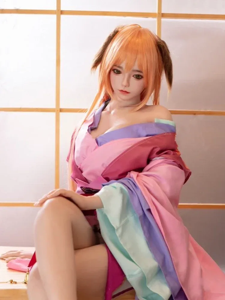 F5104-150cm\/4ft9 D Cup Yui Asian Orange Hair Sexy Silicone Sex Doll|JX Doll view 12