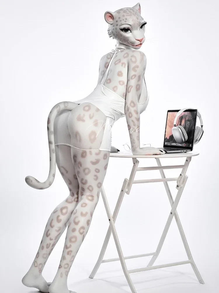 F763-165cm(5ft5)-45kg D Cup Silicone Leopard Girl Furry Animal ROS BBW Sex Doll |Moonvale Doll view 9