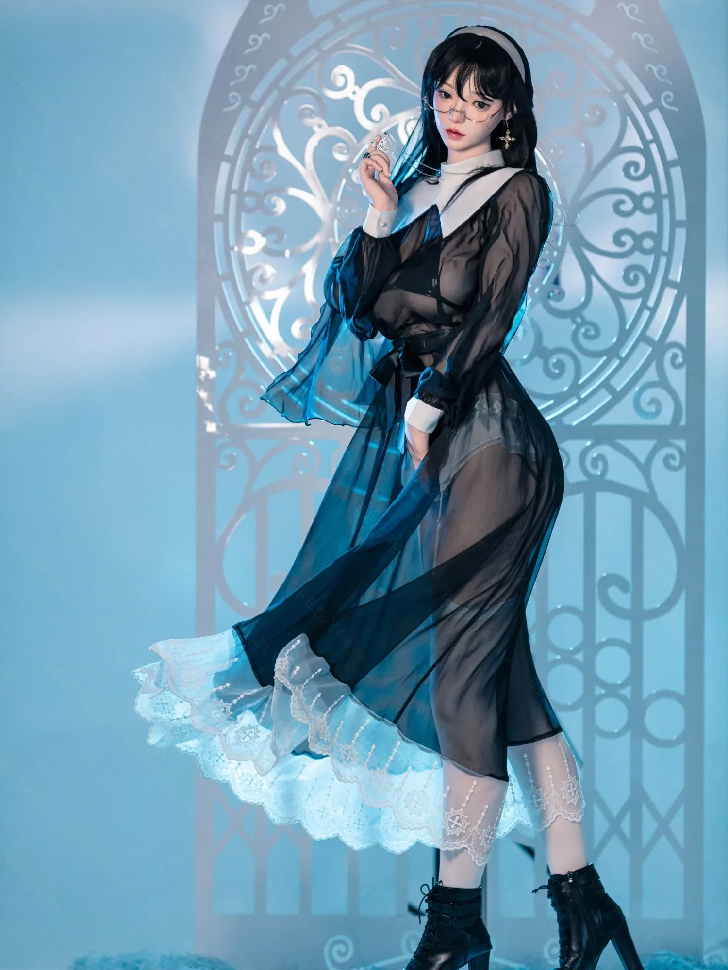 F7152-168cm(5.6ft)-42.5kg 2.2u E Cup Japanese Cosplay Sex Doll Naughty Nun Style With Glasses Realistic Silicone Body With 3 Love Holes｜AITIA Doll view 6