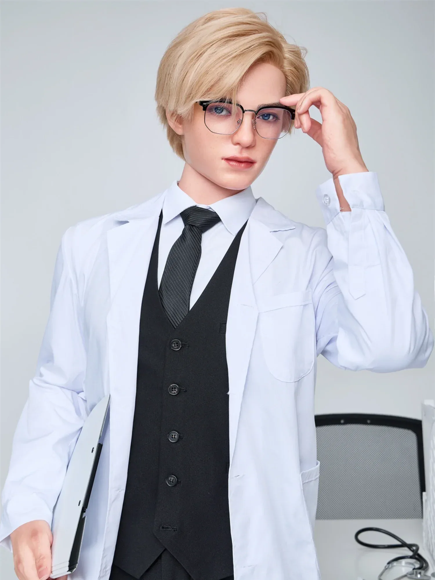 F4557-170cm\/5ft7-38kg Silicone Femboy Sex Dolls with Blond Hair - Irontech Doll view 6