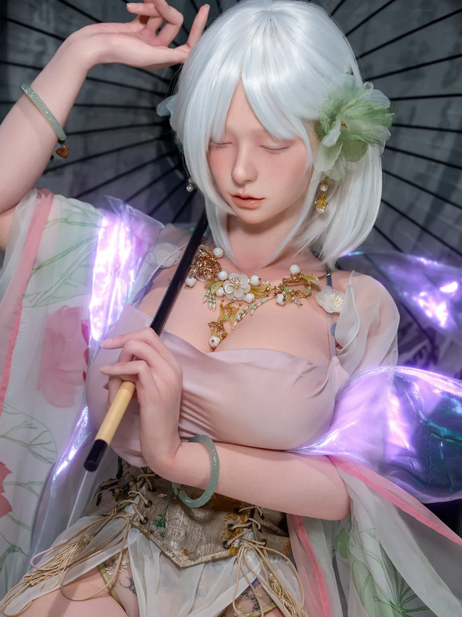 F6263—160cm\/5ft3-31.2kg E Cup Silicone Closed Eyes Sex Doll with Large Breasts | Firefly Diary Max view 11