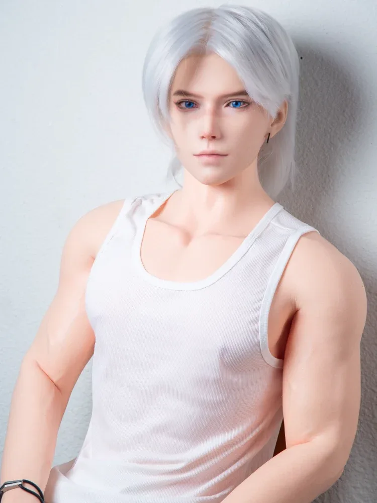 F7671-185cm\/6ft1-41kg Silicone Realistic Big Dick Male Sex Doll Shen Mo with 8.27in penis\u0026Implanted Hair | Qita doll view 9
