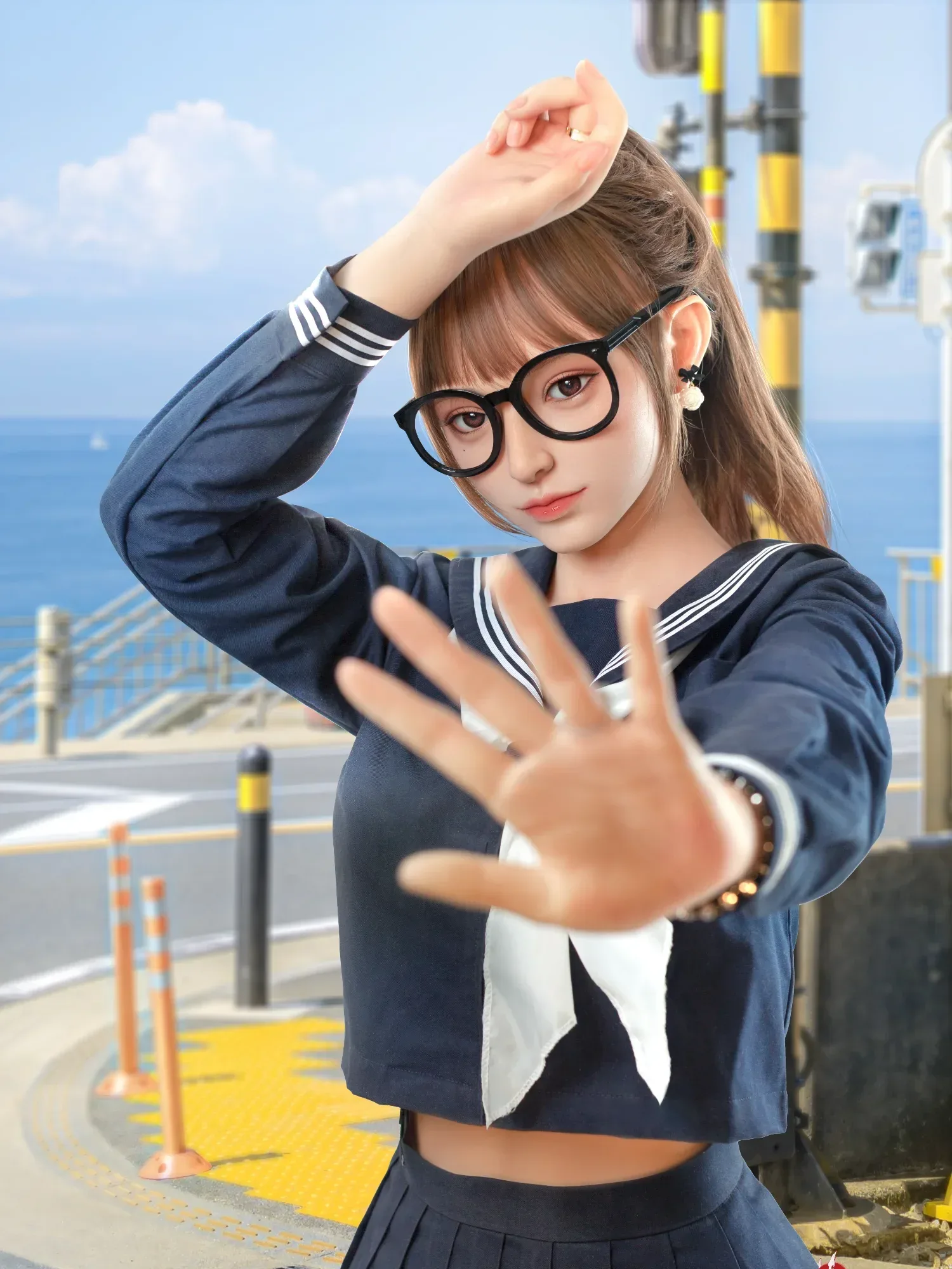 F4845- 163cm(5ft4)-35kg E Cup Silicone ROS Japanese School Style Sex Doll Fantasy Roleplay Ready丨Doll senior view 4