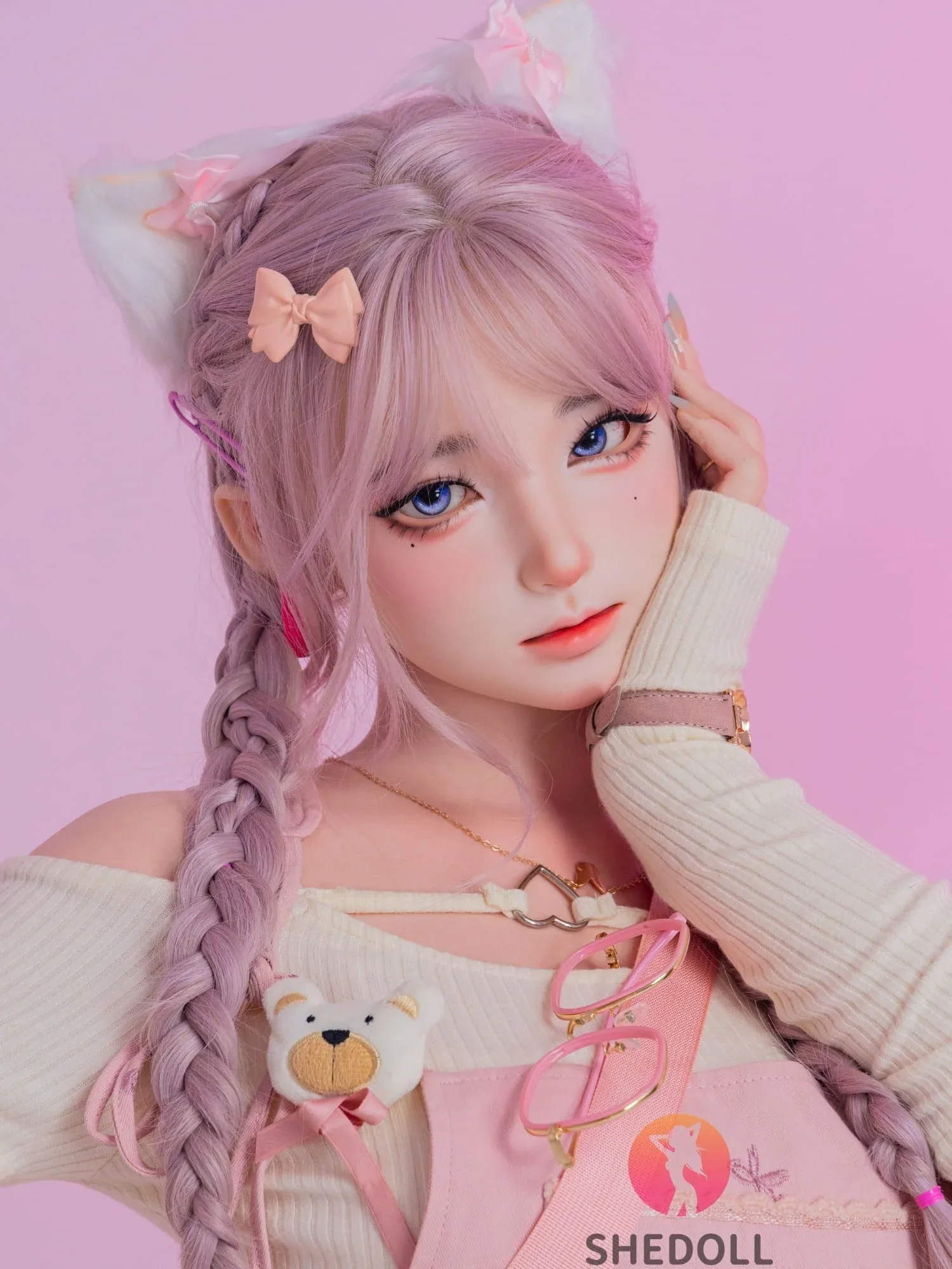 F6064—168cm\/5ft5-47kg D Cup Realistic Pink-Haired Anime Cat Japanese Sex Doll with Lifelike Silicone Skin \u0026 Multiple Pleasure Channels | SHEDOLL view 5