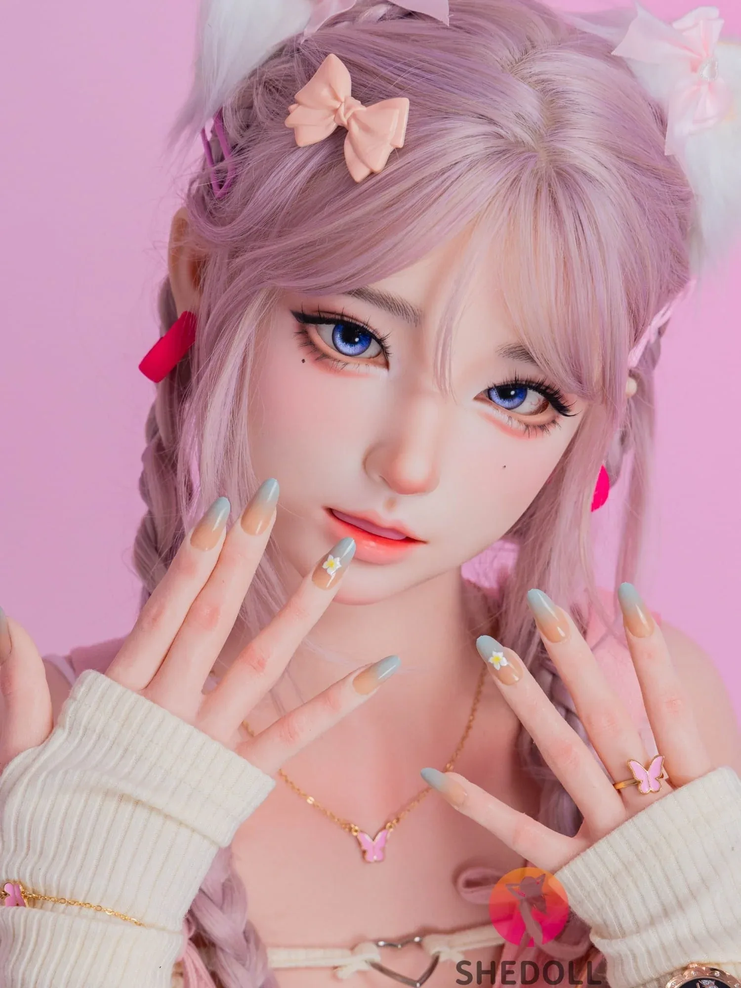 F6064—168cm\/5ft5-47kg D Cup Realistic Pink-Haired Anime Cat Japanese Sex Doll with Lifelike Silicone Skin \u0026 Multiple Pleasure Channels | SHEDOLL view 6