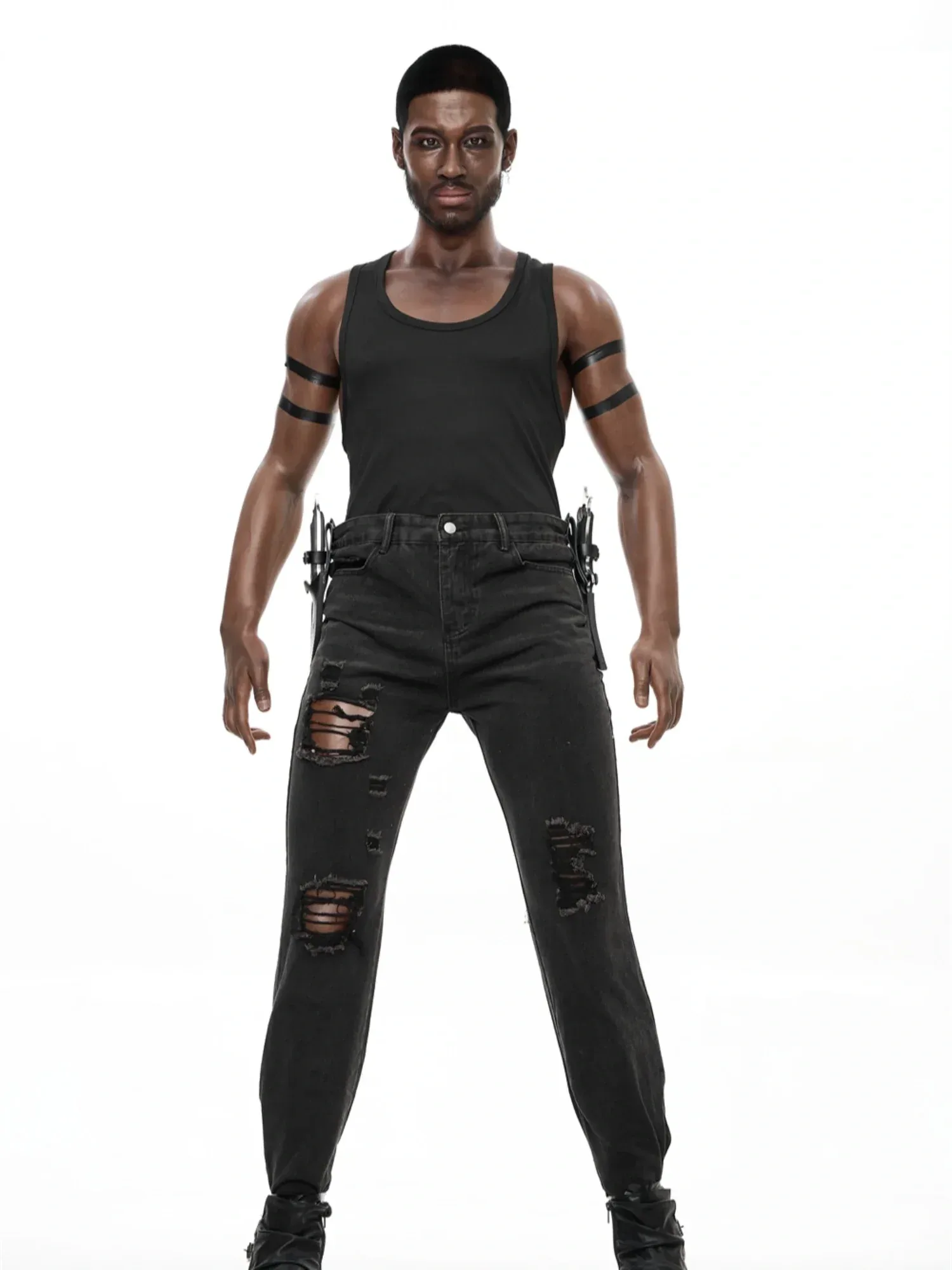 F4554-176cm-40kg Strong Abs Ebony Silicone Male Sex Doll | Irontech Doll view 4