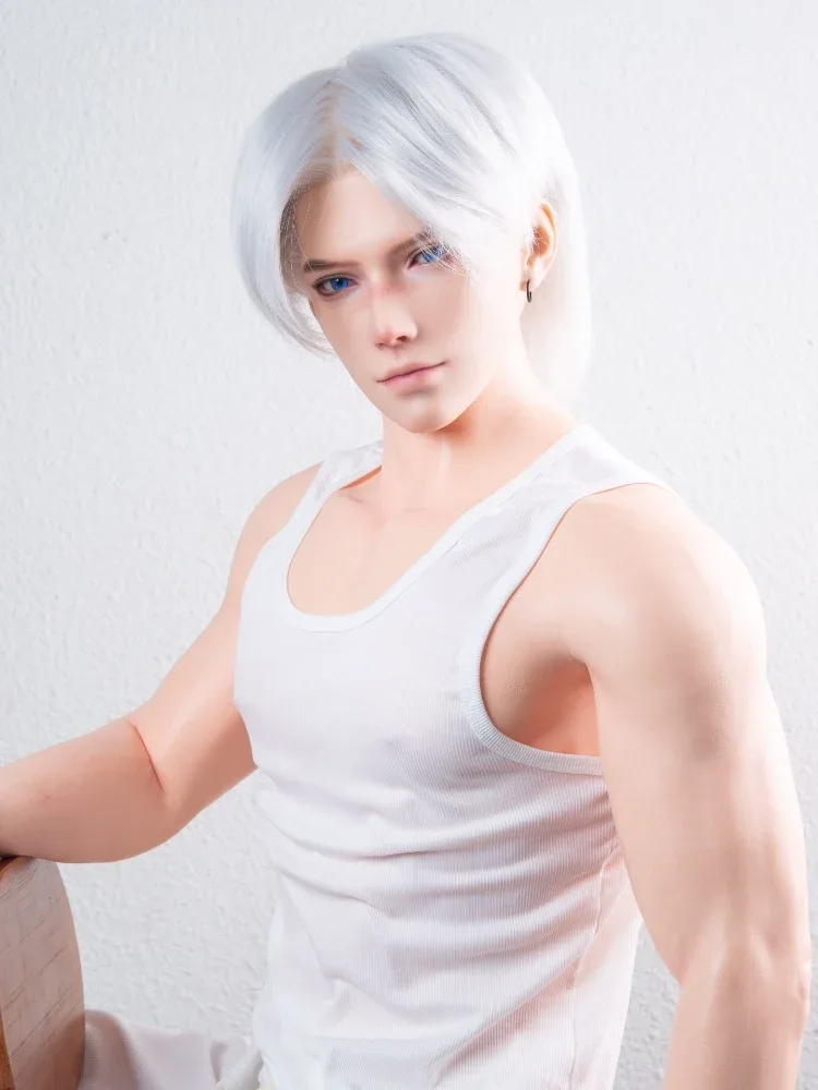 F7671-185cm\/6ft1-41kg Silicone Realistic Big Dick Male Sex Doll Shen Mo with 8.27in penis\u0026Implanted Hair | Qita doll view 8