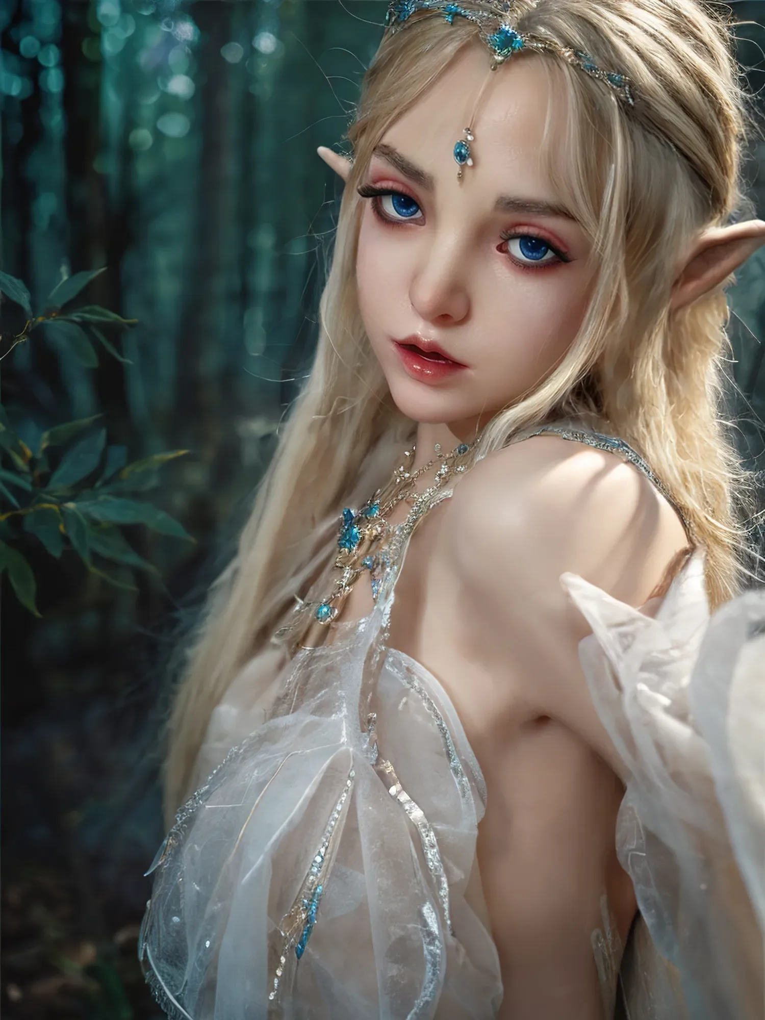 F5958-150cm\/4ft9 29kg A Cup Flat Chested Silicone Sex Dolls Movable Jaw Sex Doll Alien - SY Doll view 7