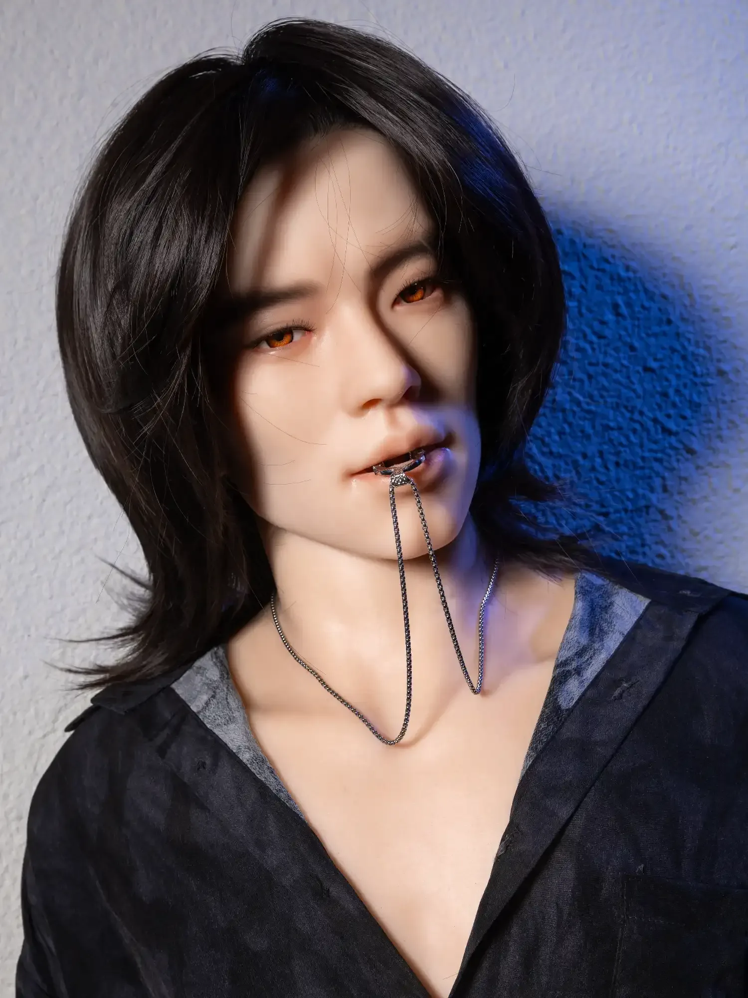 F4614-177cm\/5ft10-55kg Sex Doll Femboy with Long Black Hair Silicone Head - Qita doll view 8