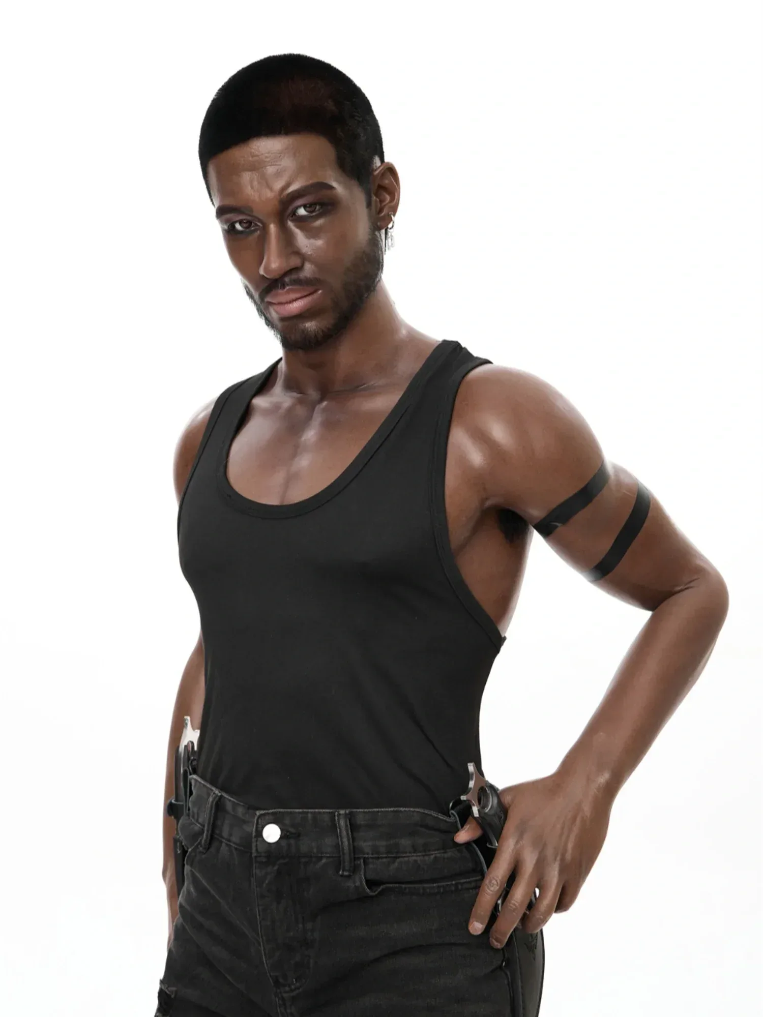 F4554-176cm-40kg Strong Abs Ebony Silicone Male Sex Doll | Irontech Doll view 3