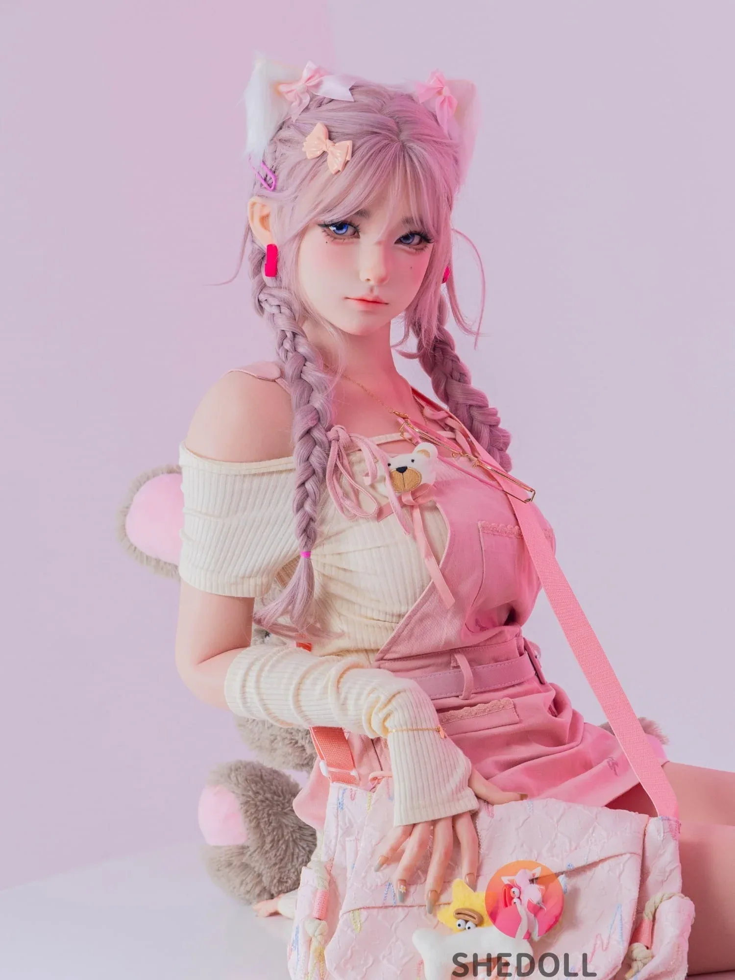 F6064—168cm\/5ft5-47kg D Cup Realistic Pink-Haired Anime Cat Japanese Sex Doll with Lifelike Silicone Skin \u0026 Multiple Pleasure Channels | SHEDOLL view 9