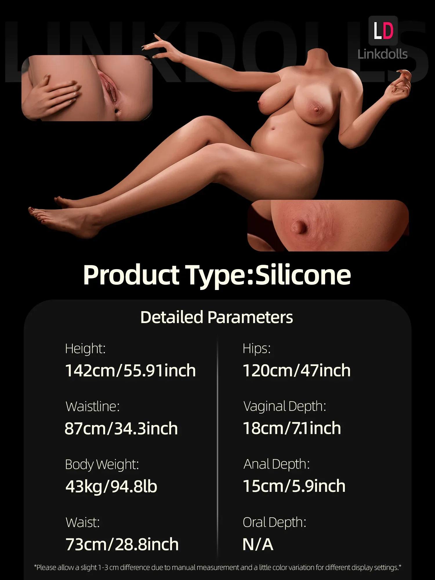 F4885-159cm(5ft2)-43kg E Cup BBW Silicone Sex Doll Body | Climax Doll Ultra