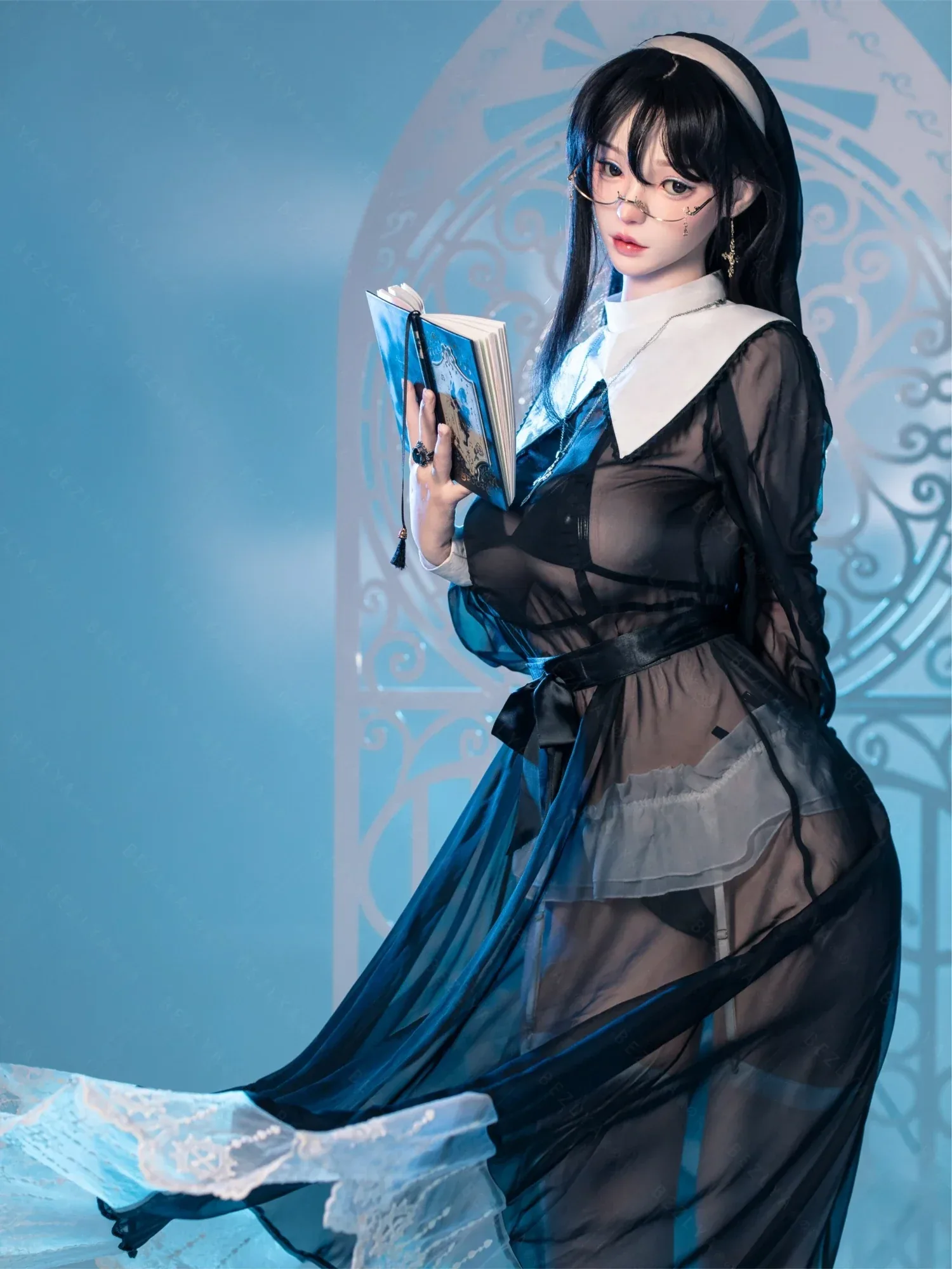 F7152-168cm(5.6ft)-42.5kg 2.2u E Cup Japanese Cosplay Sex Doll Naughty Nun Style With Glasses Realistic Silicone Body With 3 Love Holes｜AITIA Doll view 5